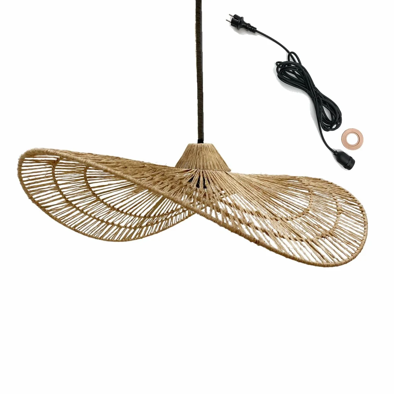 Zewnętrzne zawieszenie sieciowe MARBELLA OUTDOOR KABEL z naturalnej juty w stylu boho, długość kabla 5 m