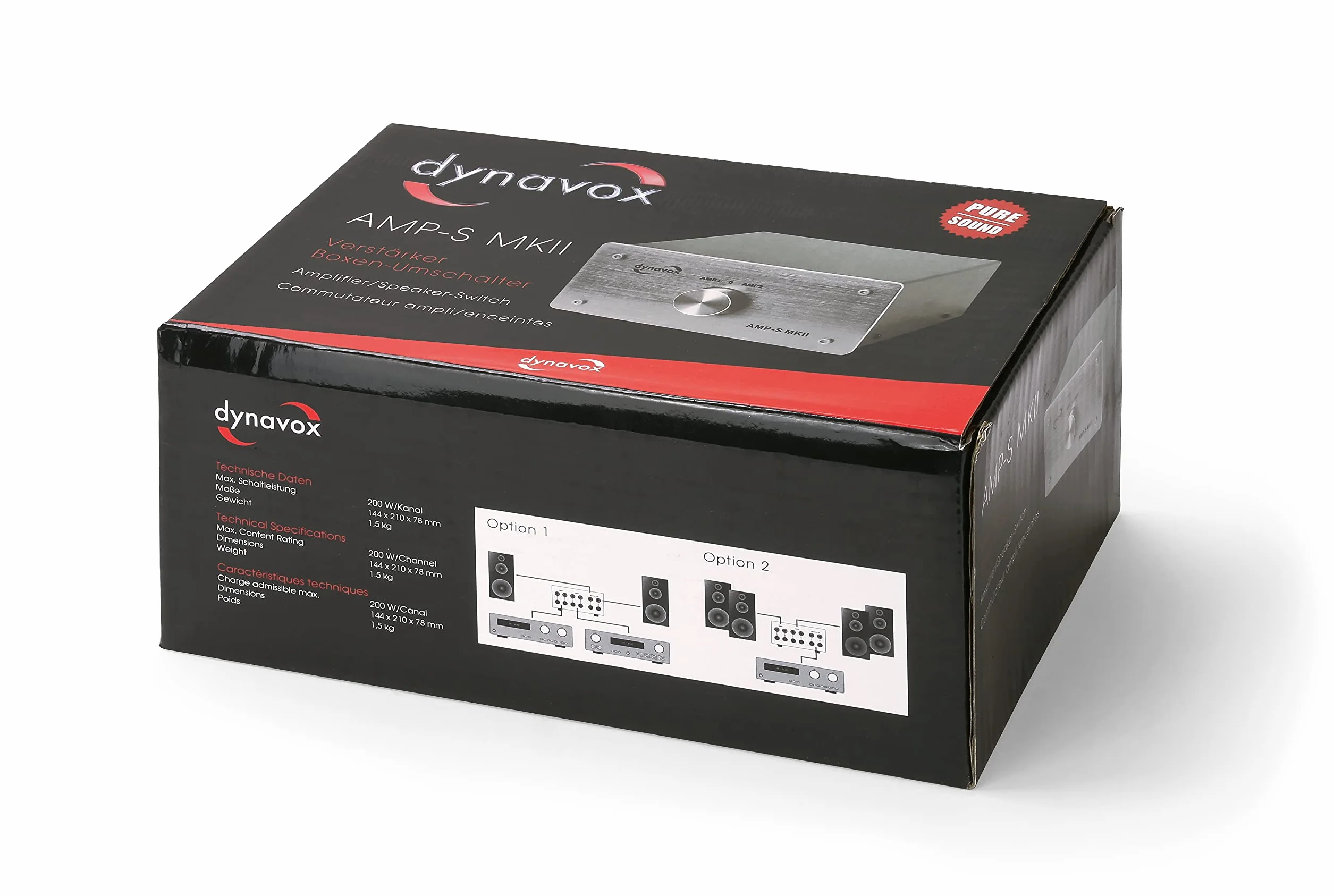 Dynavox AMP-S MK II stojak selekcyjny wzmacniacz głośnik metalowe podwozie aluminiowy 4 mm listwa śrubowa wtyczki bananowe srebrny