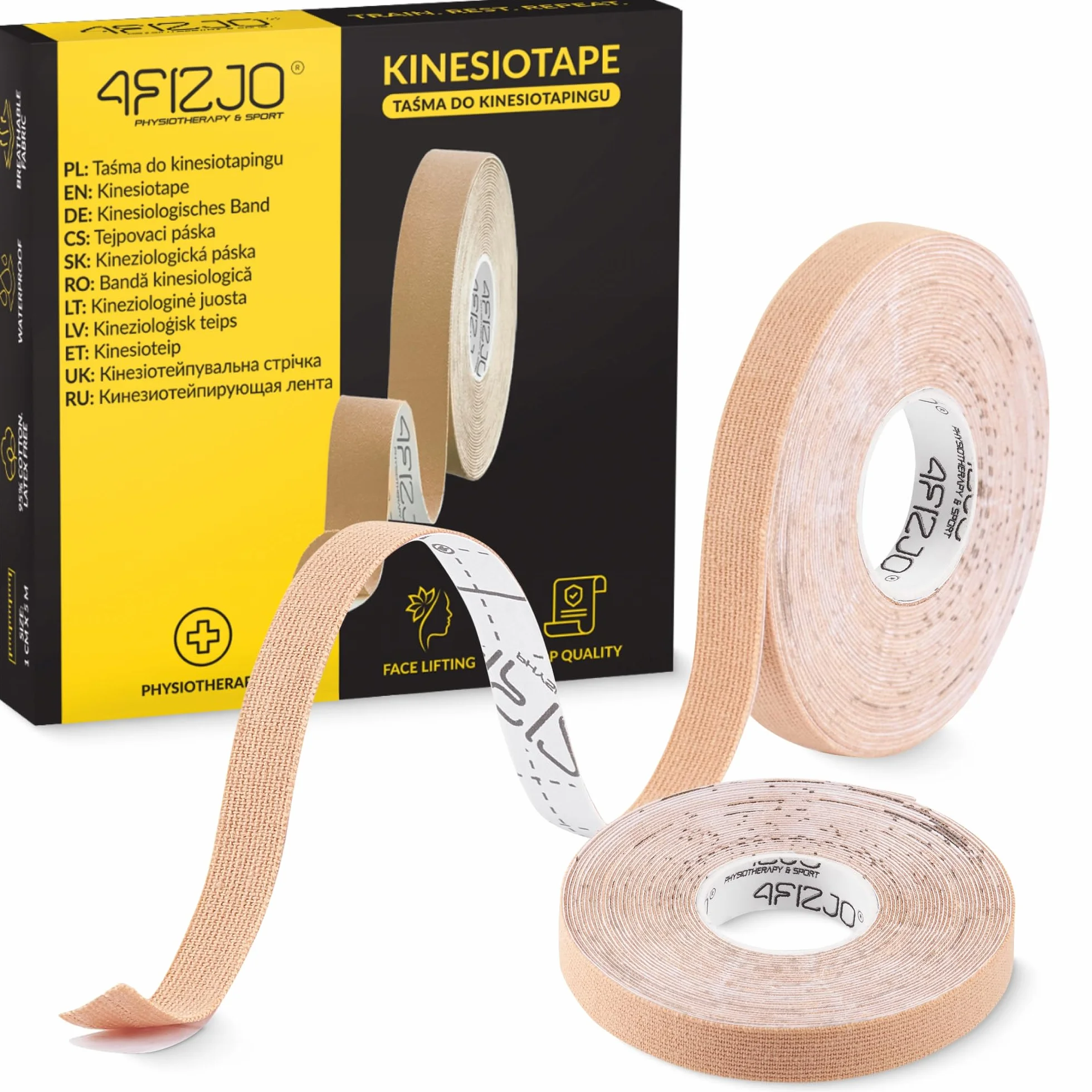 TAŚMA DO TAPINGU TWARZY KINESIOTAPINGU LIFTINGU TEJP MODELUJĄCY TAPE 4FIZJO