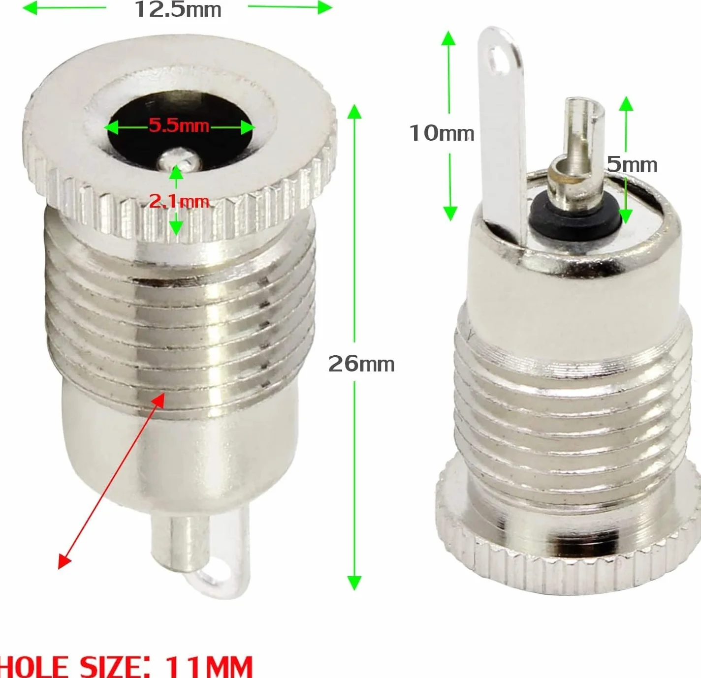RUNCCI-YUN 12 sztuk żeńskich gniazd DC 5,5 mm x 2,1 mm 12 V z wodoodporną nasadką
