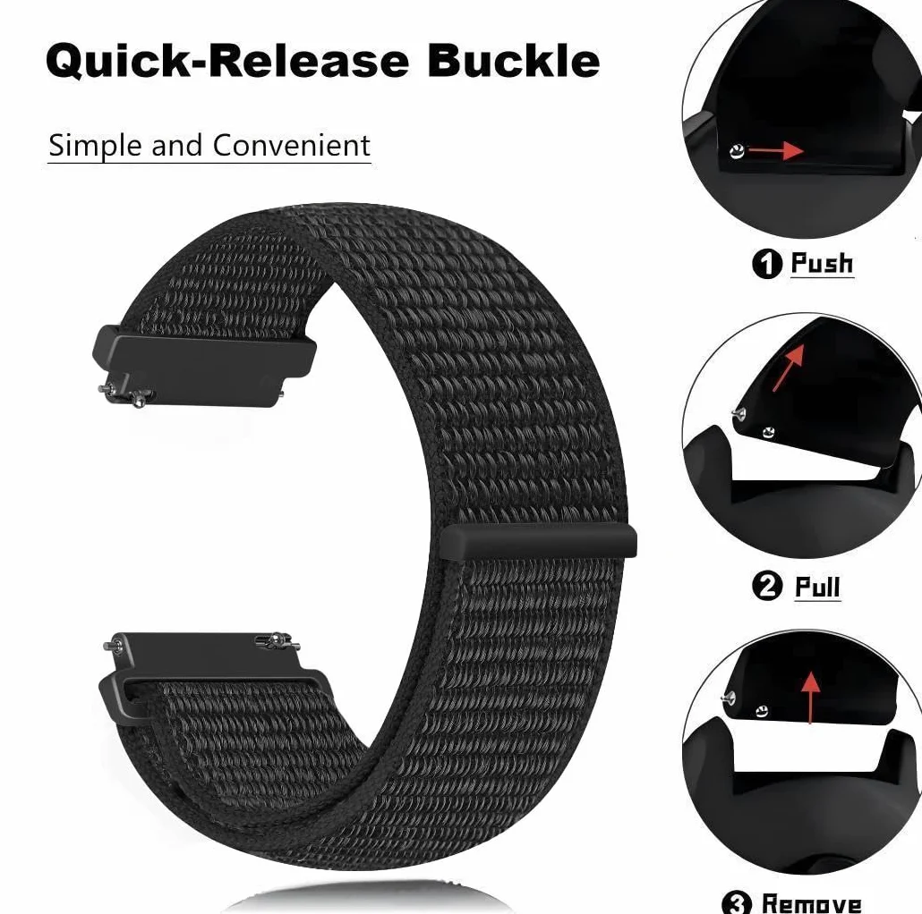 Pasek 20 mm do Amazfit Bip U/U Pro/S/S Lite / 1S/3 Pro/GTR 42 mm/GTS 4/2 Mini/3/2e/Pop Pro/Active 2, regulowany miękki nylonowy pasek do zegarka
