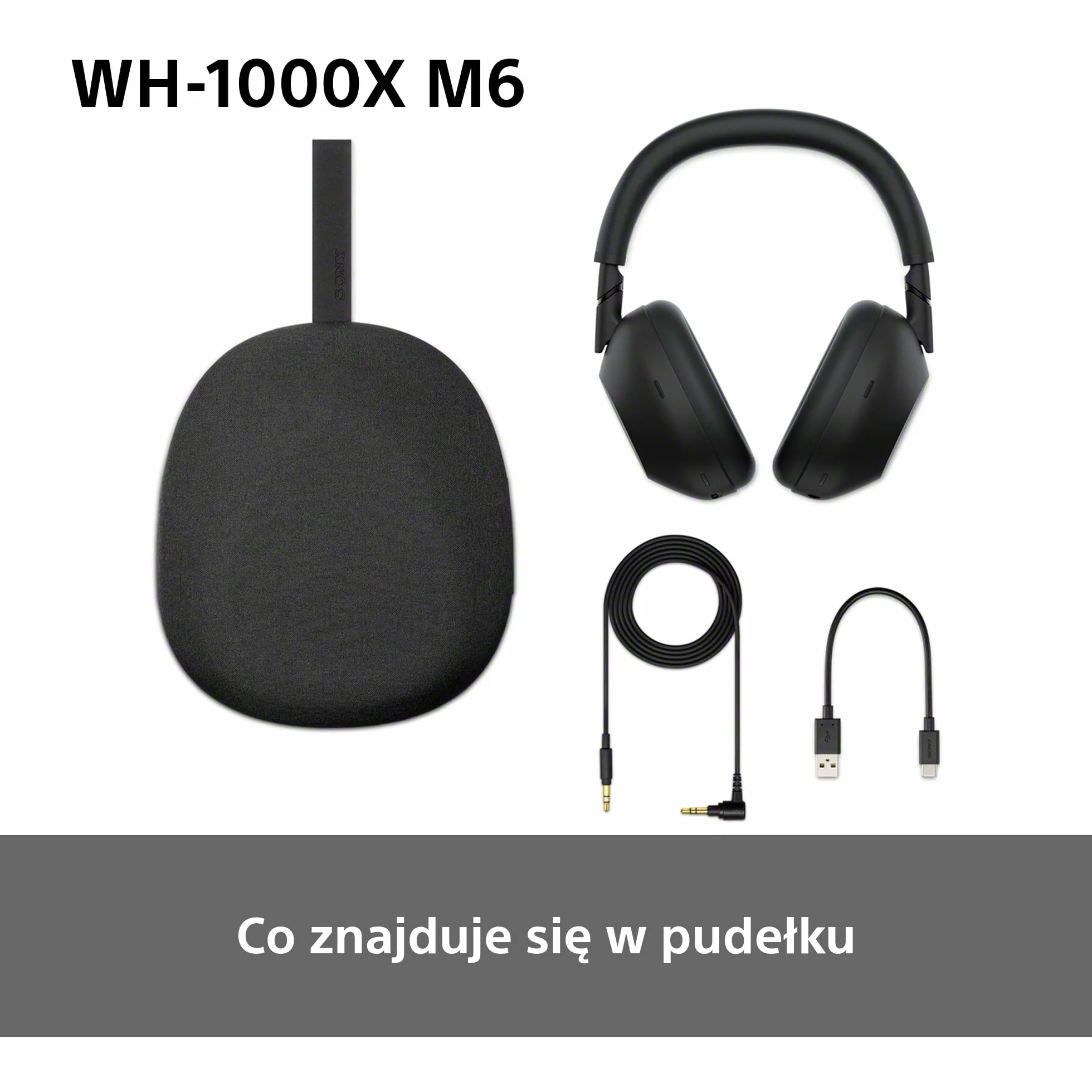 SONY WH-1000XM6 Flagowe bezprzewodowe słuchawki nauszne z redukcją szumów, wyjątkowy dźwięk Hi-Res, najwyższy komfort, składana konstrukcja, wytrzymałe etui, akumulator 30 HR, iOS i Android -granatowe