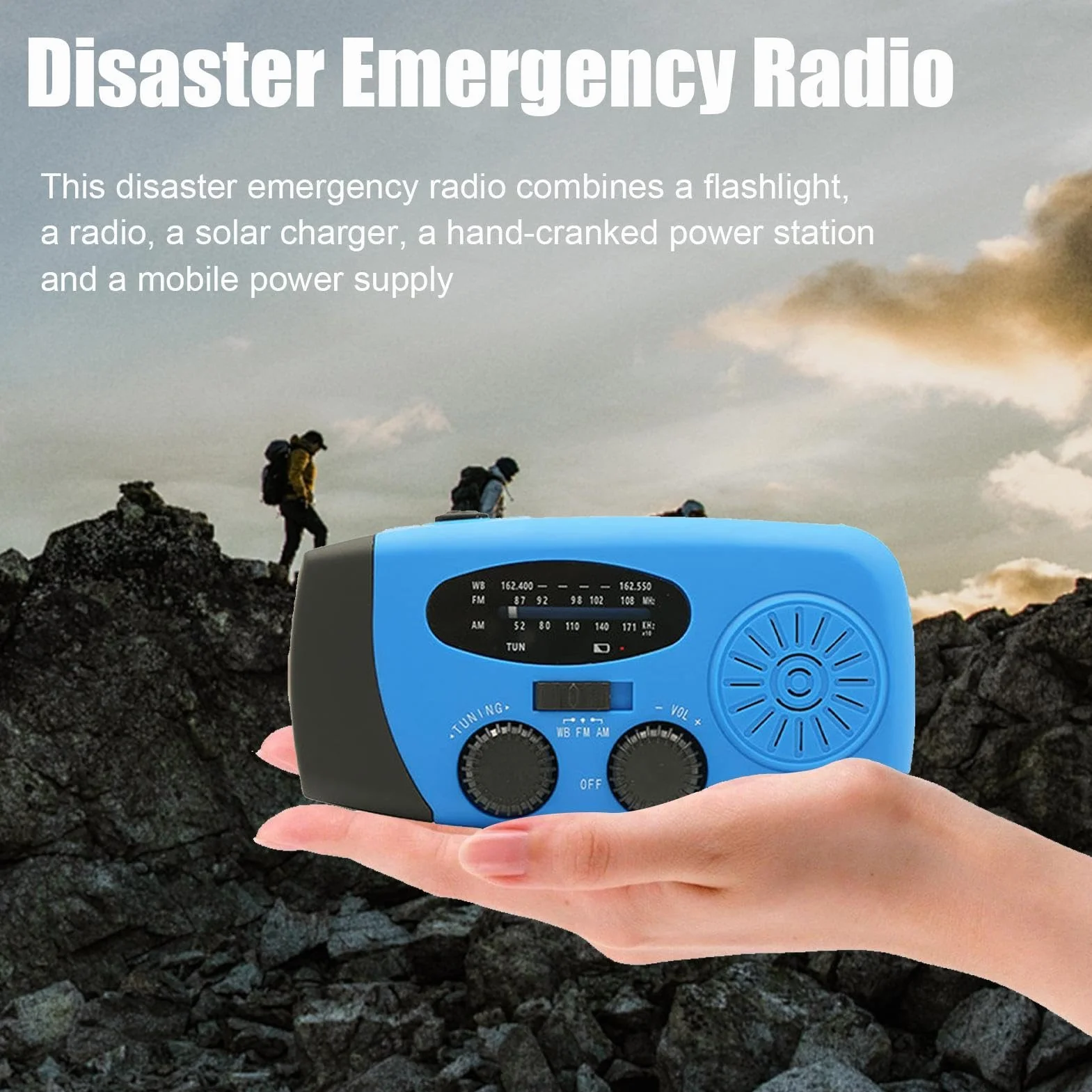 Wielofunkcyjne radio pogodowe, przeno?ne radio, radio solarne i korbowe, radio AM/FM, radio z korb? r?czn? USB, uniwersalne ?ród? zasilania do reagowania na katastrofy i przygody na ?wie?ym powietrzu