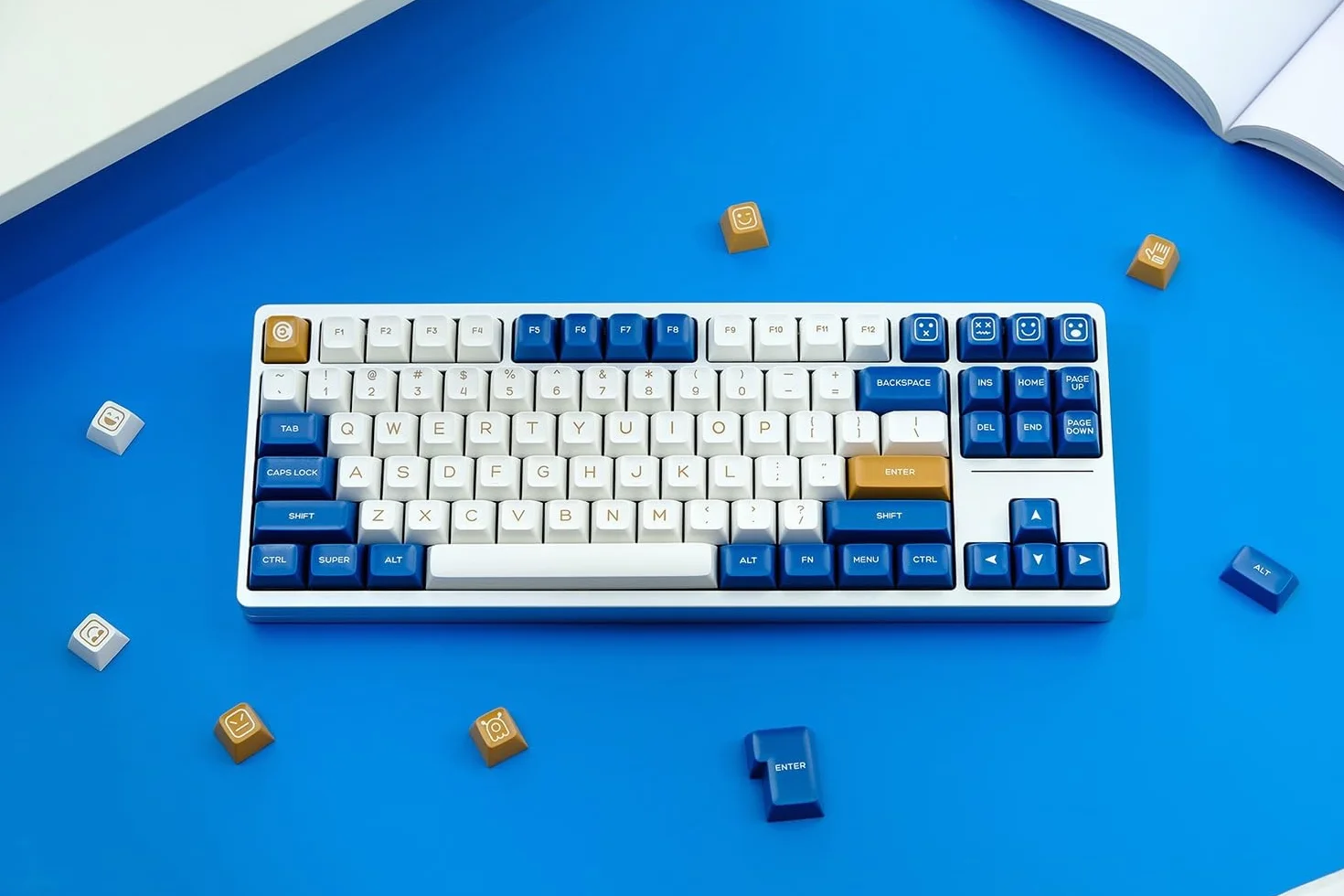 Two-color Keycaps, 160 Keys/ABS/SA Profile/Doubleshot Keycap For MX Switch Custom Mechanical Keyboard (Color : Blue+White)
