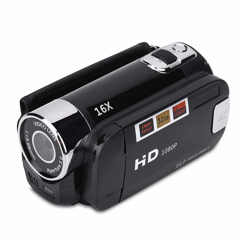 Kamera Cyfrowa Full HD 1080P 16X Zoom Obrót 270° DV Wideo EU-Black