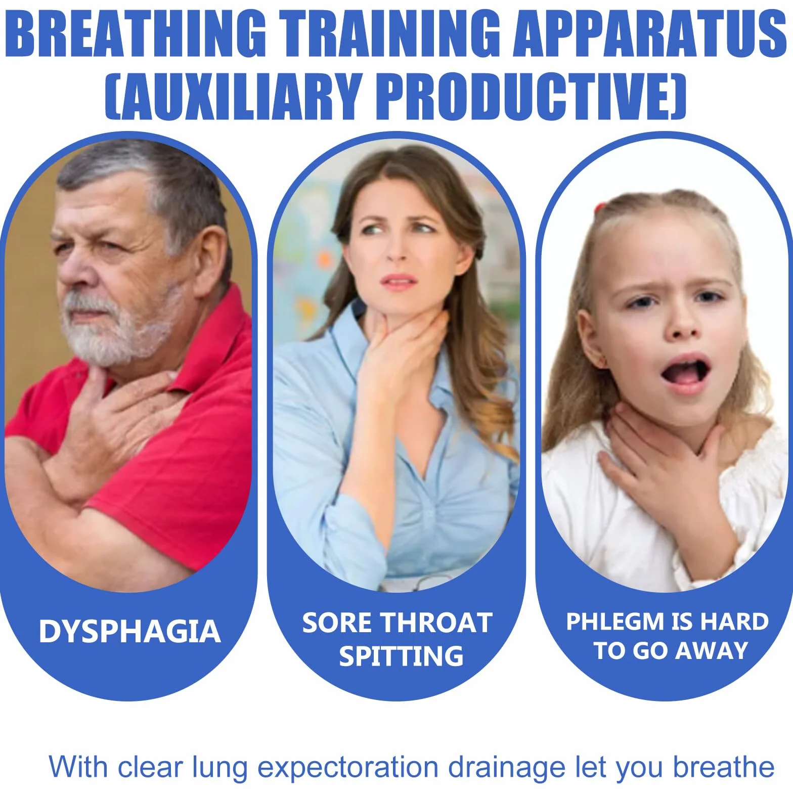 Air Physio oryginalny przyrząd do oddychania, trener płuc, z 3 stalowymi kulkami, urządzenie do usuwania śluzu, dla pacjentów z chorobami układu oddechowego wytwarzającymi śluz (biały + niebieski)