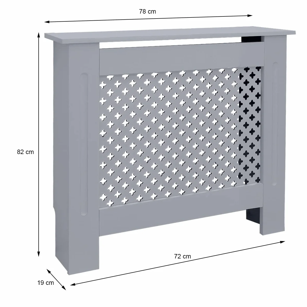 ECD Germany Oslona grzejnika z wzorem plastra miodu 78x19x82 cm Szara wykonana z MDF lakierowanego do sypialni, salonu, oslona grzejnika Oslona grzejnika Grzejnik grzewczy