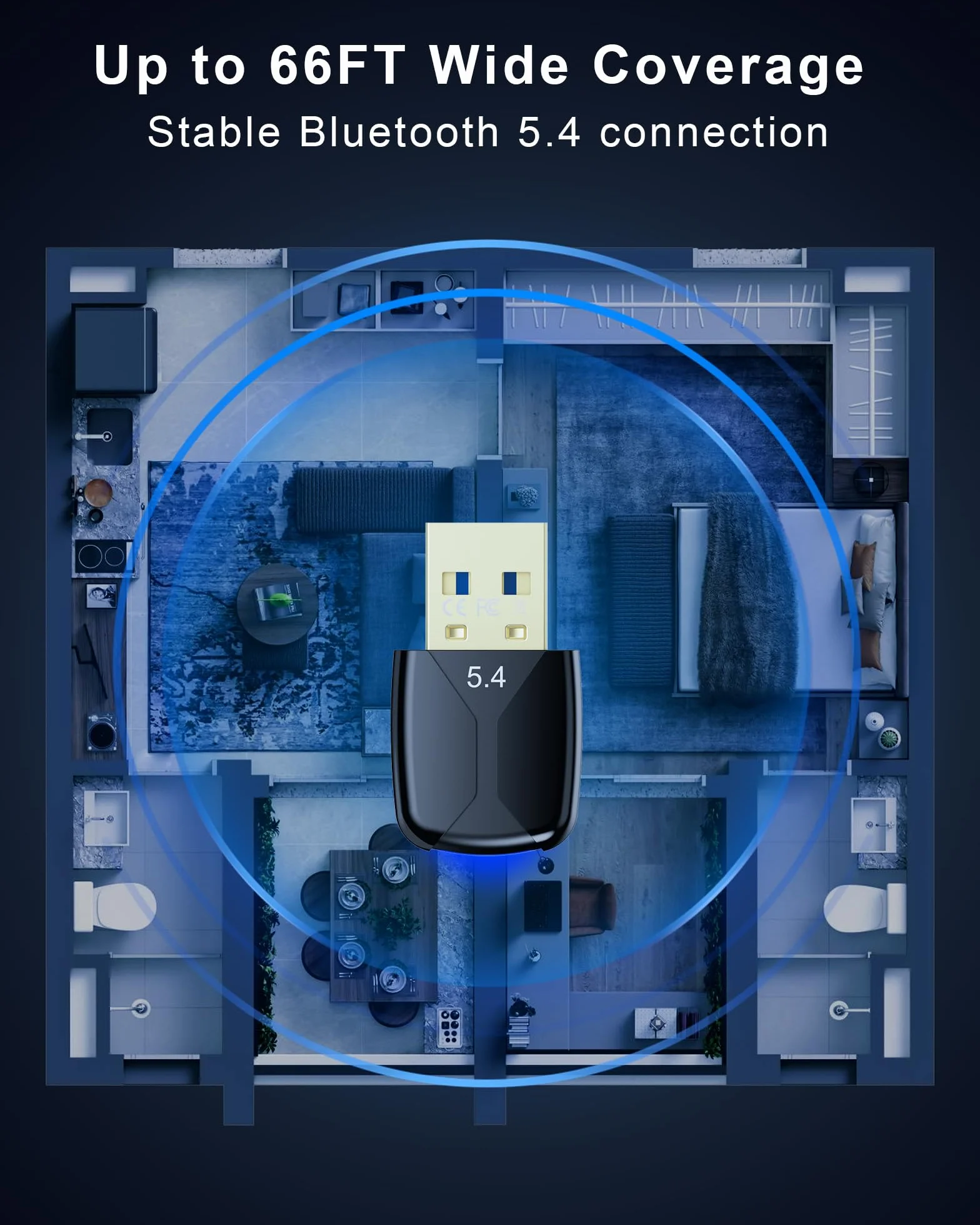 Adapter Bluetooth 5.4 do Windows 11/10/8.1/7, Plug and Play Dongle do Komputera i Laptopa