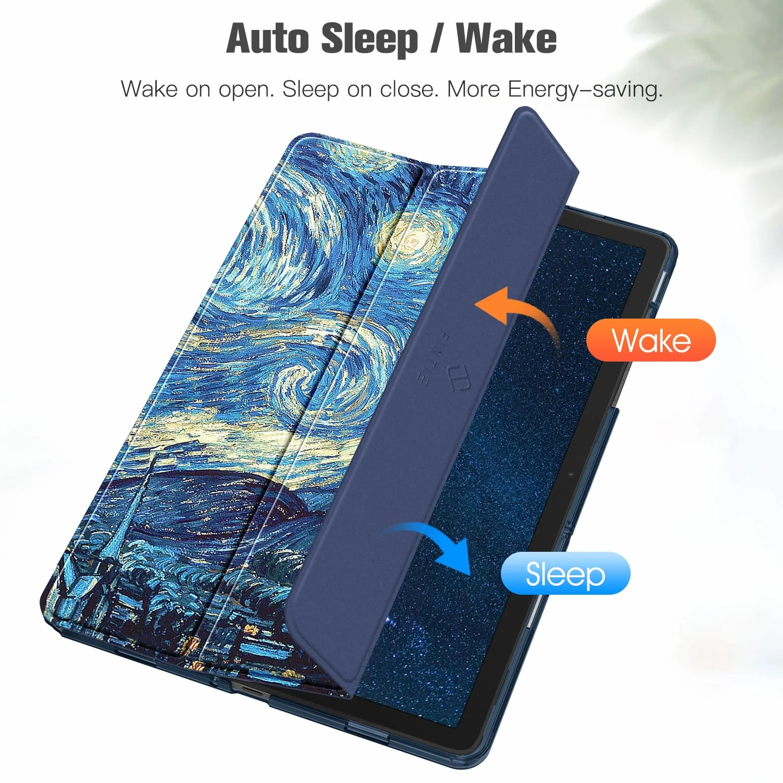 FINTIE, Etui SlimShell do Samsung Galaxy Tab A9+ / A9 Plus 11 cali 2023, SM-X210/X216/X218, lekka, przejrzysta, matowa tylna obudowa z funkcją automatycznego budzenia/uśpienia, niebieski gwiaździsty