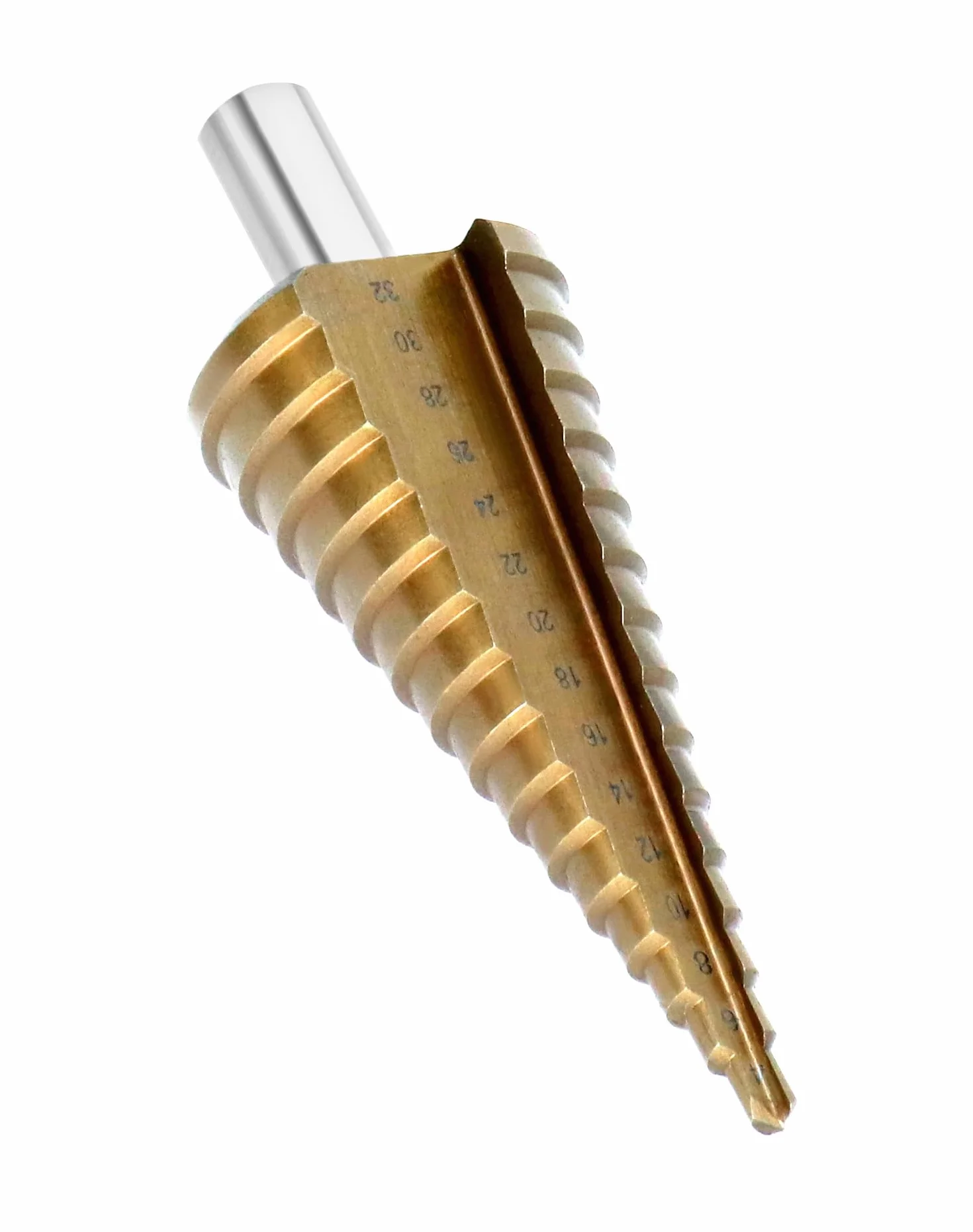 QWORK HSS-Co/M35 stopniowe wiertło 4-32 mm, solidne wiertło stożkowe do stali nierdzewnej/żelaza/aluminium/plastiku/drewna - 9,5 mm trójkątny trzpień