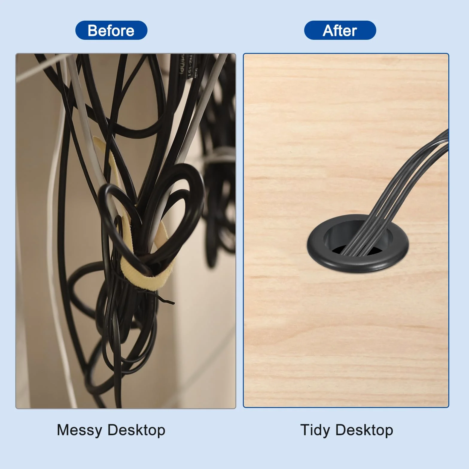 QUARKZMAN 38 sztuk gumowych przepustów kablowych, 6mm ID 8mm otwór wiertniczy, gumowe tuleje, puste zatyczki otworów, okrągłe gumowe uszczelki do ochrony przewodów i kabli, do biurek, czarne