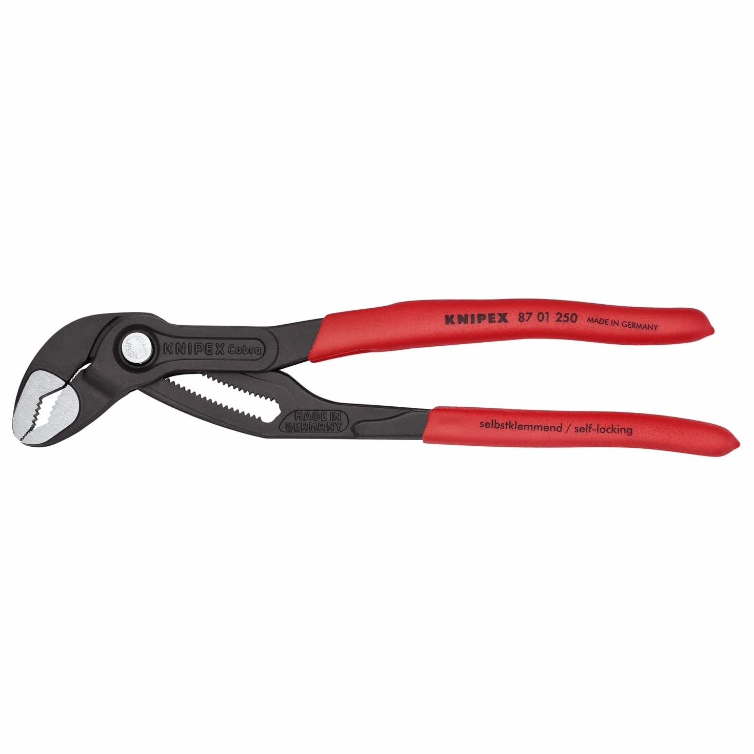 KNIPEX Cobra Szczypce nastawne do rur nowej generacji fosforanowana, szara pokryte antypoślizgowym tworzywem sztucznym 250 mm, 87 01 250