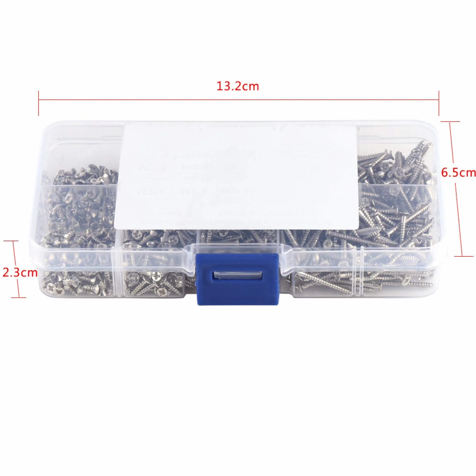 Akozon 800PCS M2 zestaw wkrętów samogwintujących wkręty samogwintujące z łbem krzyżowym z płaskim łbem łącznik do drewna z pudełkiem