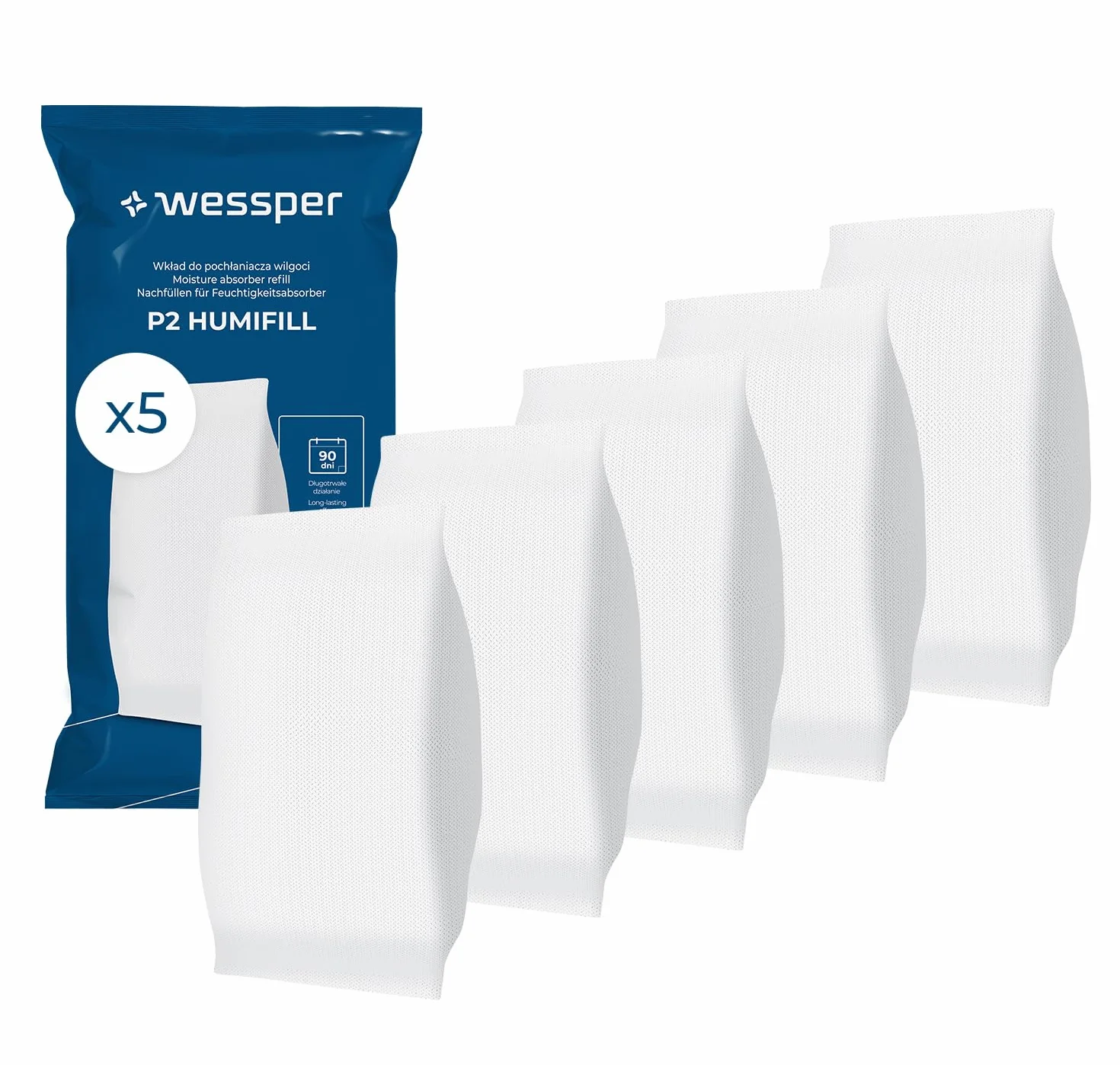 Wessper 5x Wkłady do Osuszacza Powietrza 500g – Granulat Pochłaniacz Wilgoci, Przeciw Pleśni i Zapachom, Uniwersalne Uzupełnienie, Bez Prądu, Do Pomieszczeń