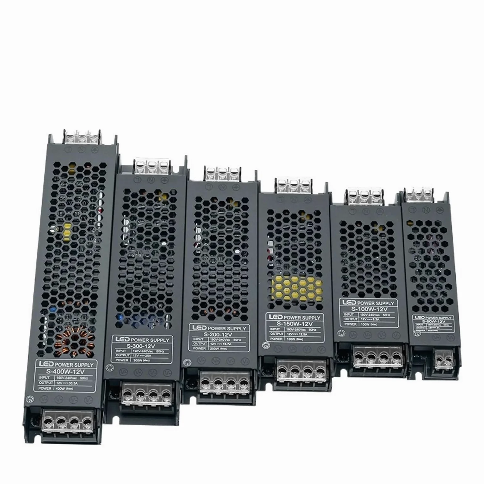 Adapter transformatora tłumika do sterownika zasilania LED AC 200-240 V na DC 12 V/24 V do oświetlenia paskowego (200 W, 24 V)