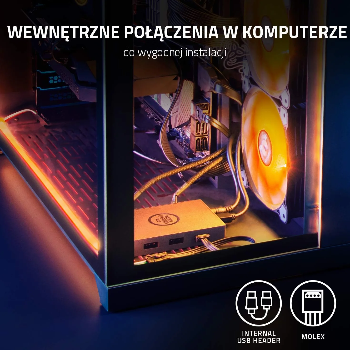 Razer Chroma Addressable RGB Controller - koncentrator aRGB do zaawansowanej personalizacji oświetlenia (uniwersalna kompatybilność, 6 adresowalnych gniazd RGB, RGB Chroma) Czarny