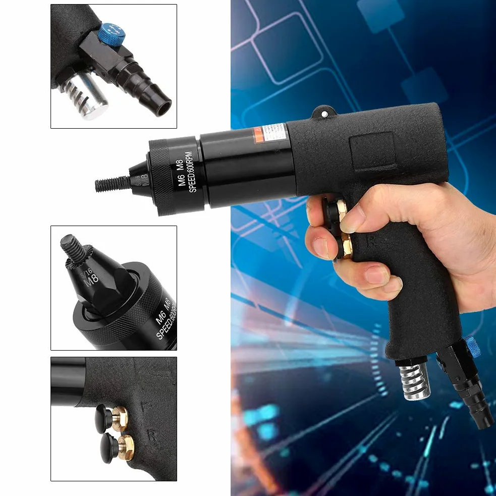Nitownica Pneumatyczna, Pistolet do Nakrętek Nitownica Pneumatyczna Pistolet do Nakrętek Narzędzie do Nitowania Zestaw Uchwytu Nakrętkowego Pistolet do Nitowania Pneumatycznego