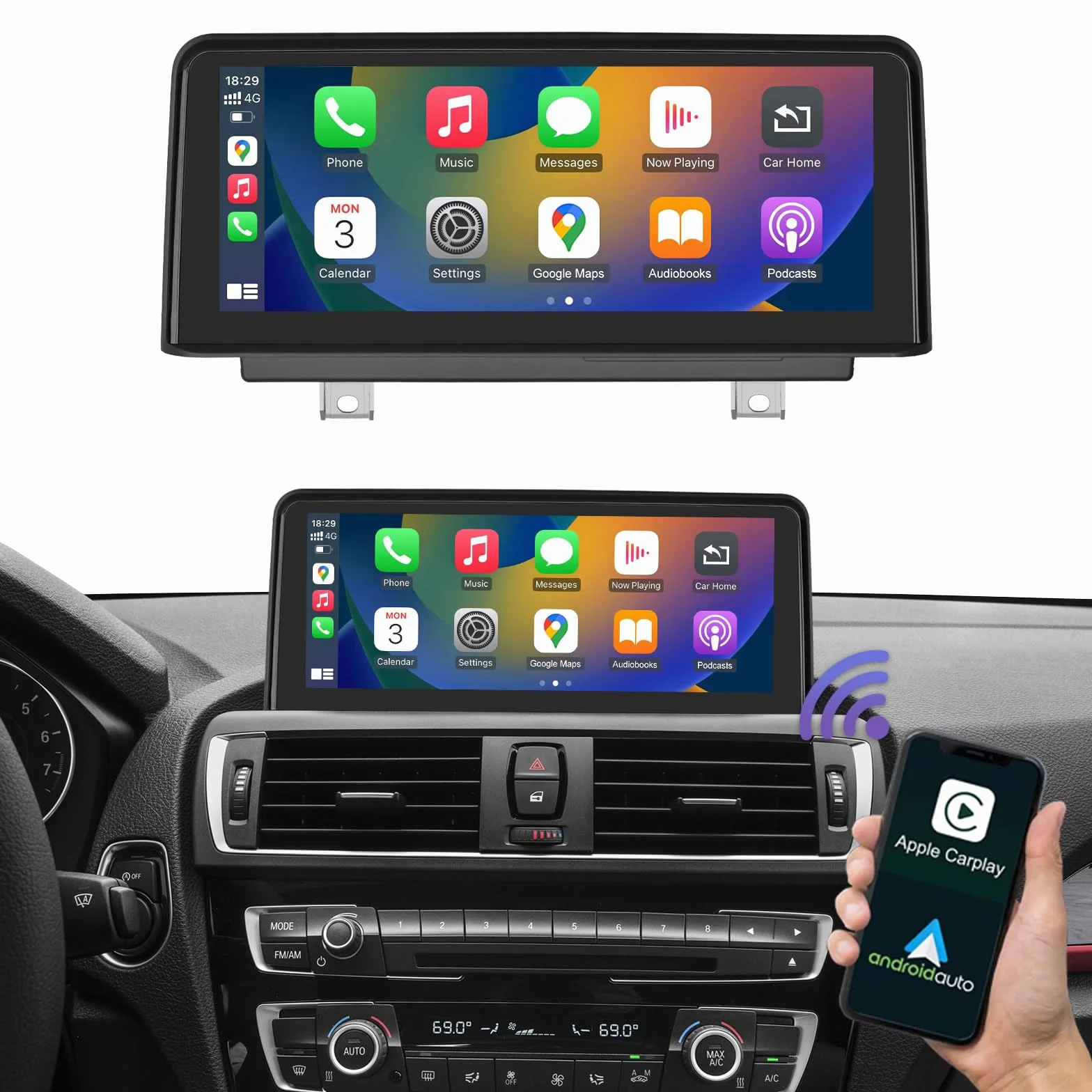 Road Top 10.25 calowy odbiornik radiowy samochodowy ekranu dotykowego dla BMW 1 2 Series F20/F21/F22 2013-2015 NBT Android Auto