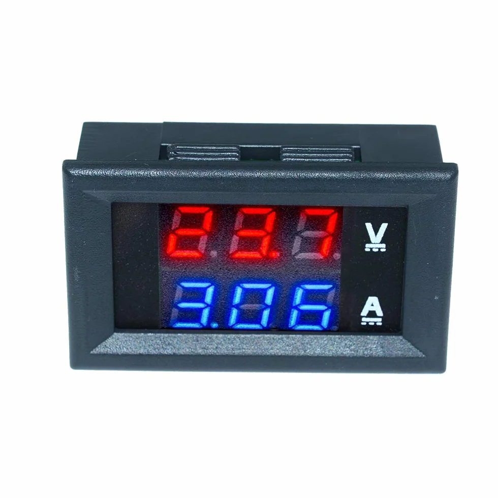 diymore Woltomierz cyfrowy amperomierz 2 szt. DC 100 V 10 A LED woltomierz prądu miernik woltowego wzmacniacz niebieski + czerwony podwójny kolorowy wyświetlacz multimetr miernik natężenia prądu woltowego wzmacniacz panel miernika