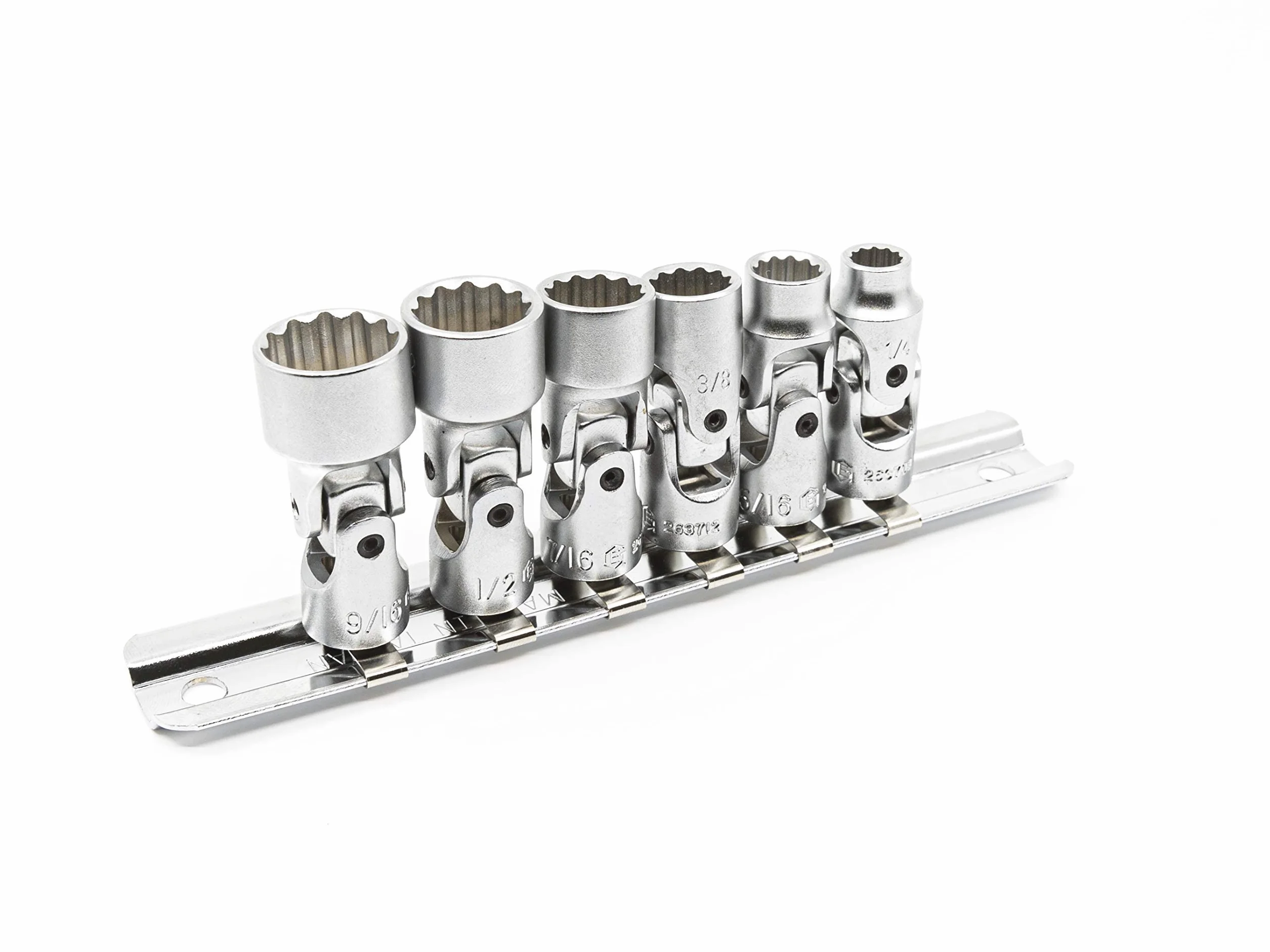 Genius Tools 6-częściowy uniwersalny zestaw nasadek ręcznych 1/4" Drive SAE (12-punktowy), matowe wykończenie - US-206S