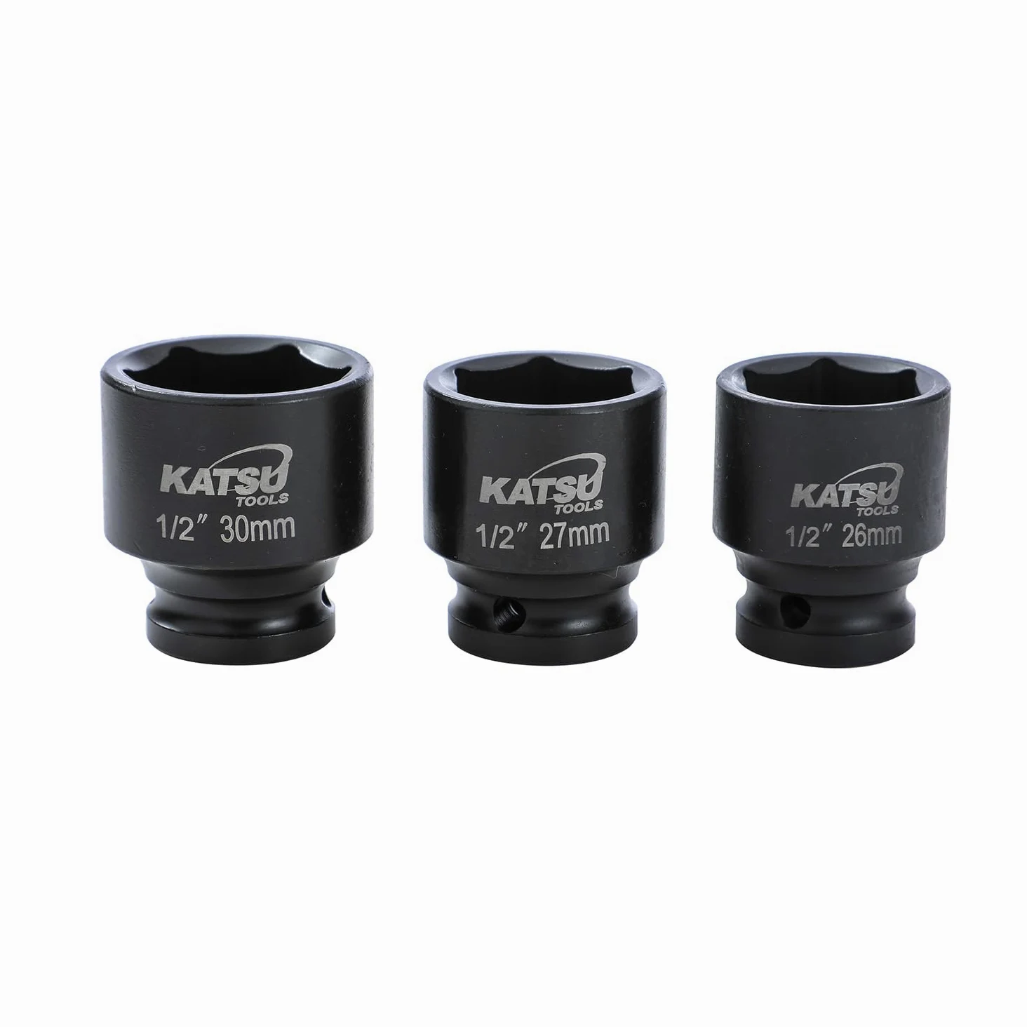 KATSU Tools Zestaw 43 szt. wytrzymałych nasadek udarowych 1/5.1 cm Napęd 6-punktowy 9-30 mm metryczny standardowy/głęboki zestaw nasadek udarowych, stal stopowa chromowo-wanadowa, narzędzie
