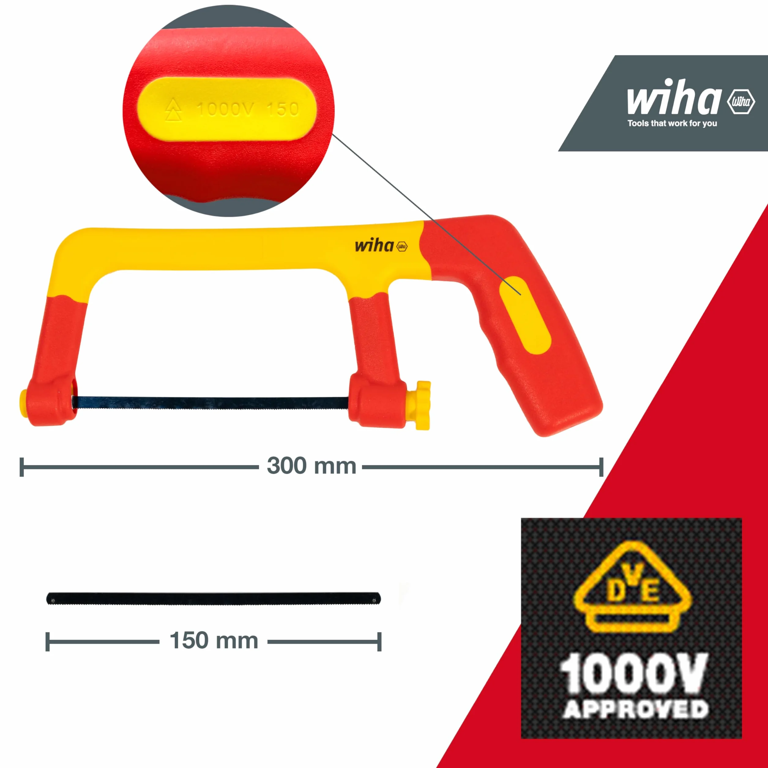 Wiha SB 246 Injection Injection Insulating Junior piła do metalu, czerwona i żółta, (43125)