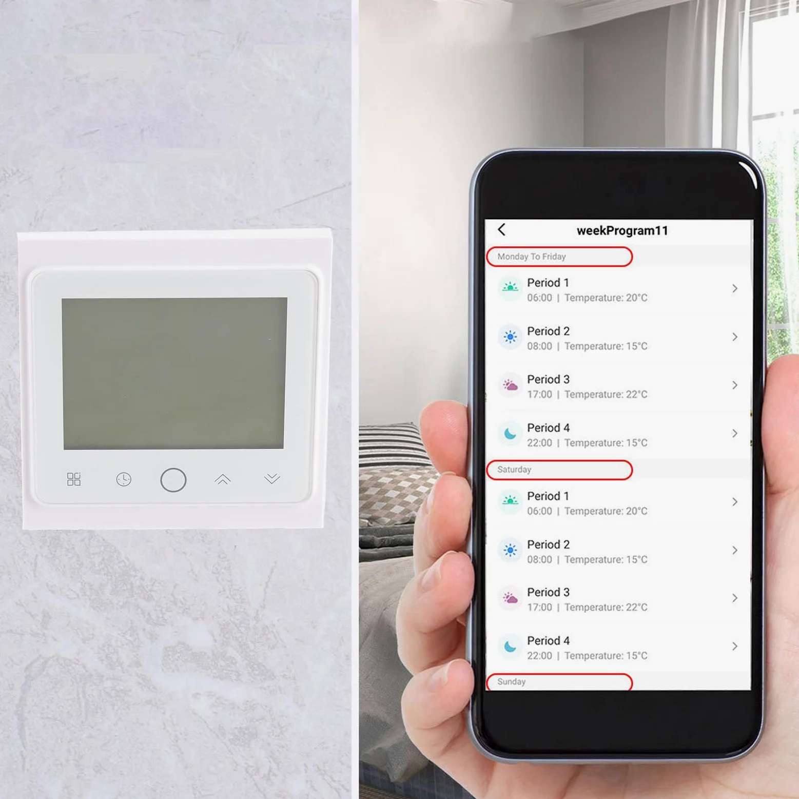 Inteligentny termostat Zigbee Bezprzewodowa aplikacja Sterowanie głosem Kontroler temperatury dla Home Office Hotel White