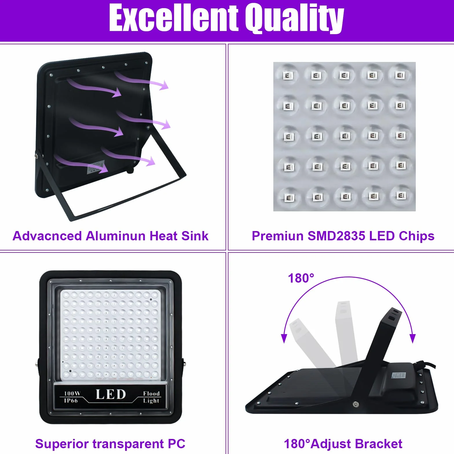 Eleganted 2 szt., 150 W, czarne światło UV, 395-405 nmLED, czarne światło świetlne, IP66, wodoodporne światło UV na imprezę czarnego światła, GLOW, obraz fluorescencyjny, obraz ciała, Halloween