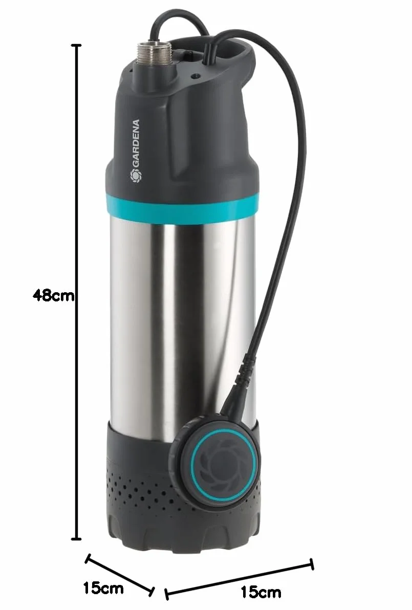 Gardena pompa zanurzeniowo-ciśnieniowa 5900/4 inox: wydajność 5900 l/h, filtr zanieczyszczeń, cicha praca, zabezpieczenie przed pracą na sucho w postaci wyłącznika pływakowego (1768-20)