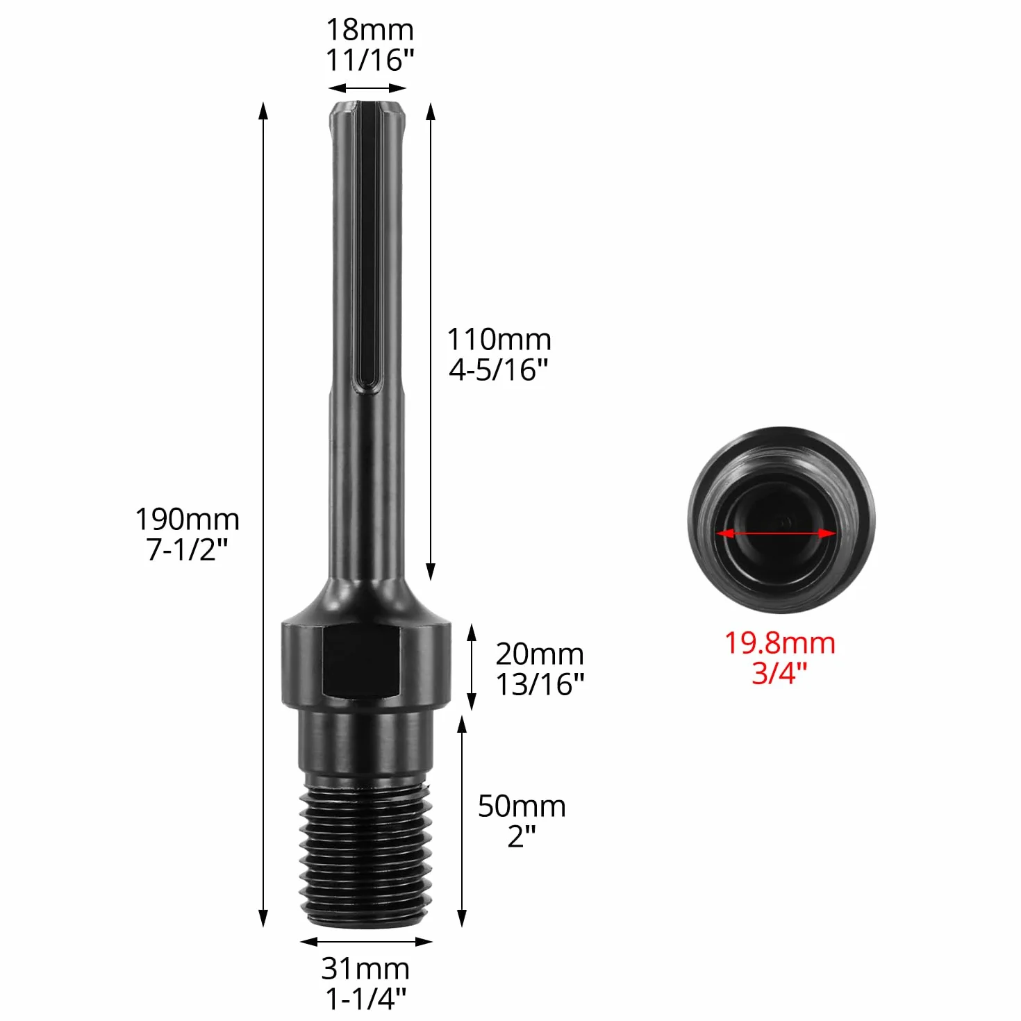 QWORK SDS Max adapter 1-1/4" UNC, diamentowy adapter wiertła rdzeniowego, adapter korony wiertniczej