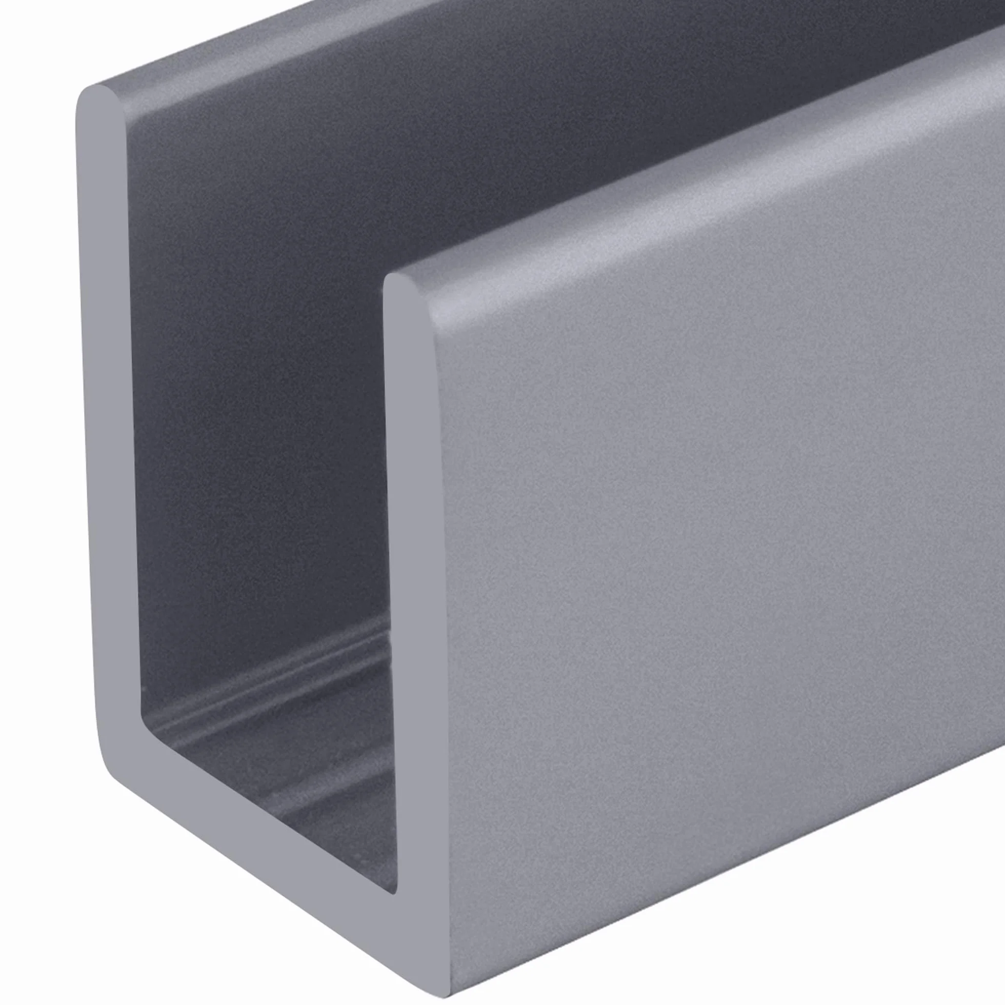 Brixwell SDCD3812A-CCP18-XCP10 satynowe anodowane bezramowe drzwi prysznicowe aluminiowe głębokie kanały U do grubego szkła 3/20.3 cm - długość magazynowa 45 cm - opakowanie 10 sztuk