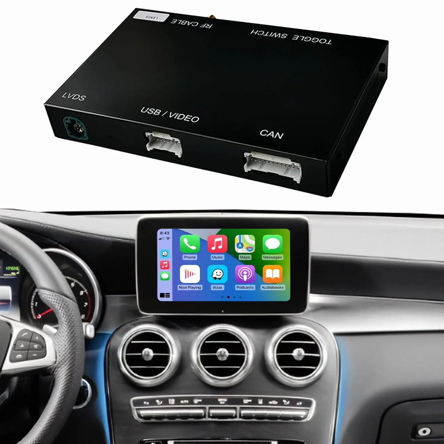 Road Top Bezprzewodowy Adapter CarPlay dla Mercedes Benz NTG5.0 C Class W205 GLC Class 2015-2018