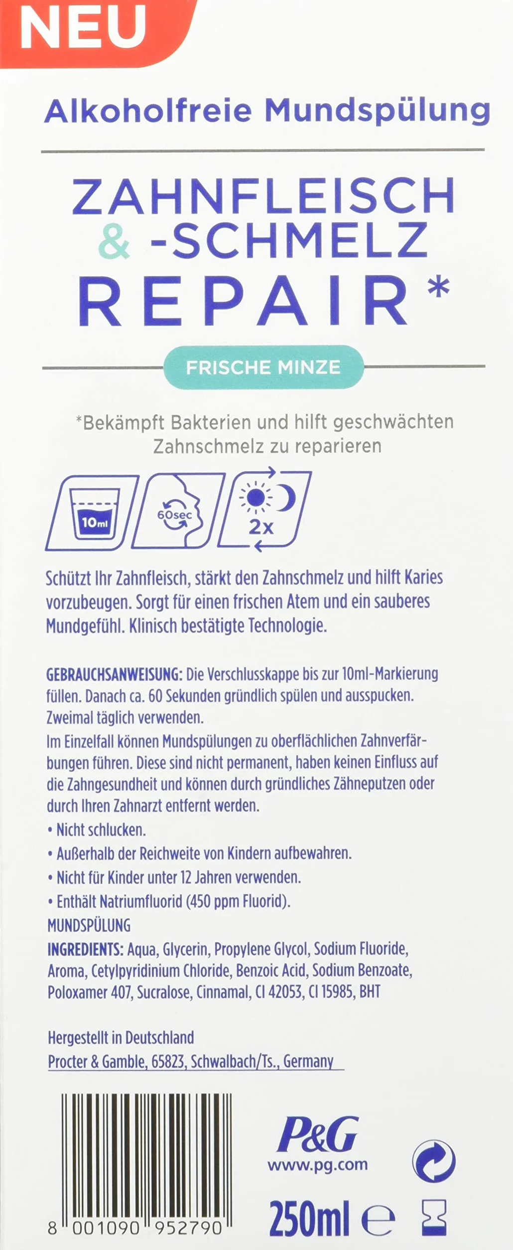 Oral-B Płyn do płukania jamy ustnej dziąseł i szkliwa, świeża mięta, 250 ml