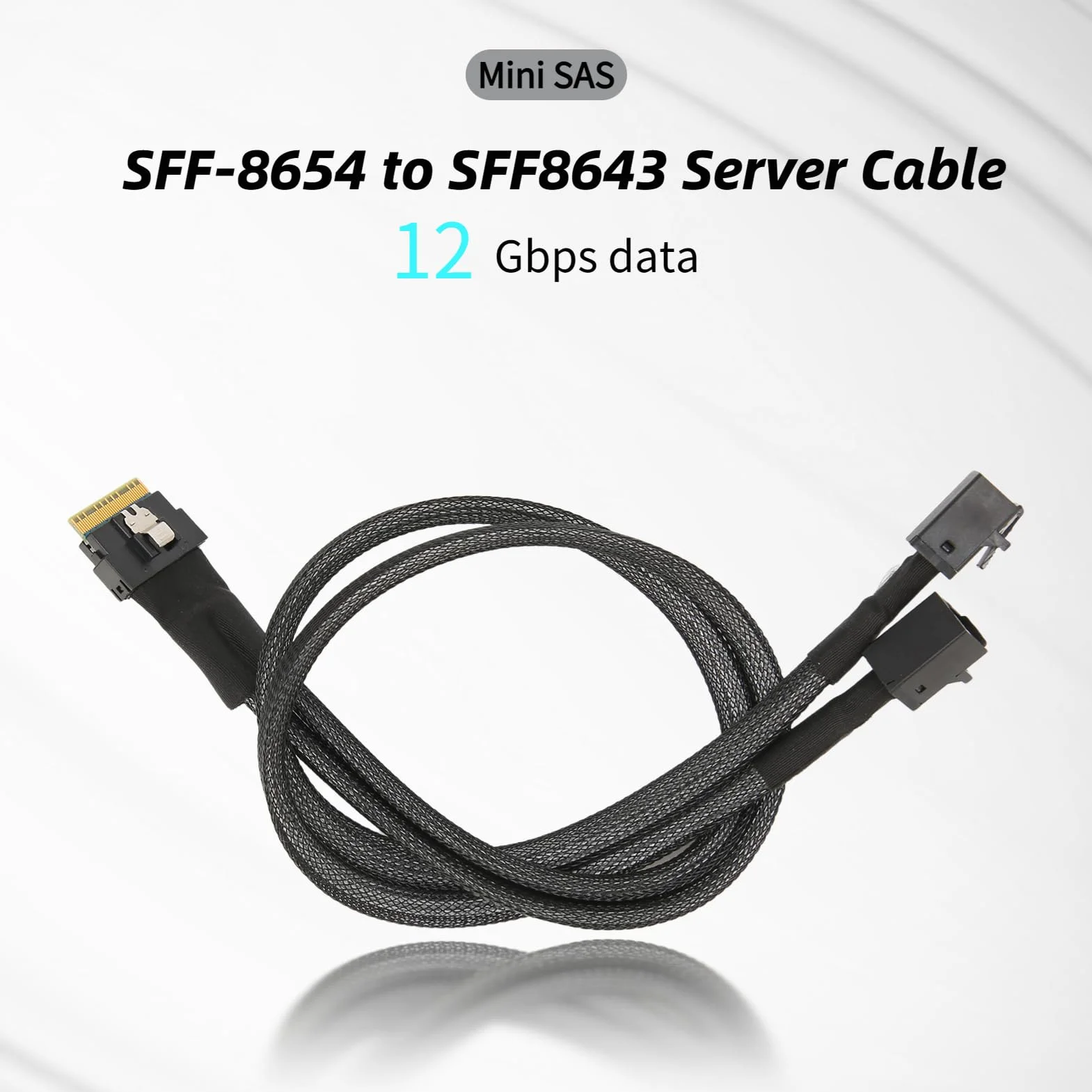 Mini SAS Kabel Serwerowy SFF 8654 8i do SFF 8643 - Połączeniowy Karty Macierzy SAS Serwera 12 Gb/s Złącze Kontrolera Hosta