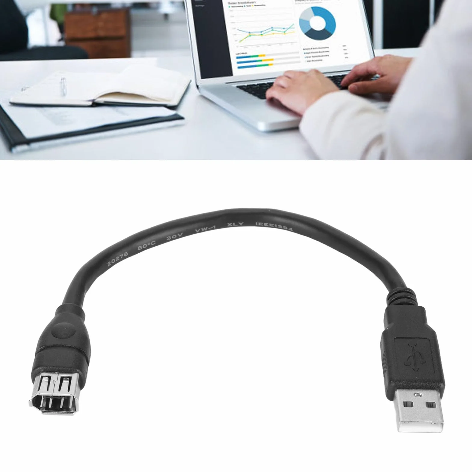 Kabel ładujący Firewire 1394 6-pinowy żeński do USB 2.0 AM