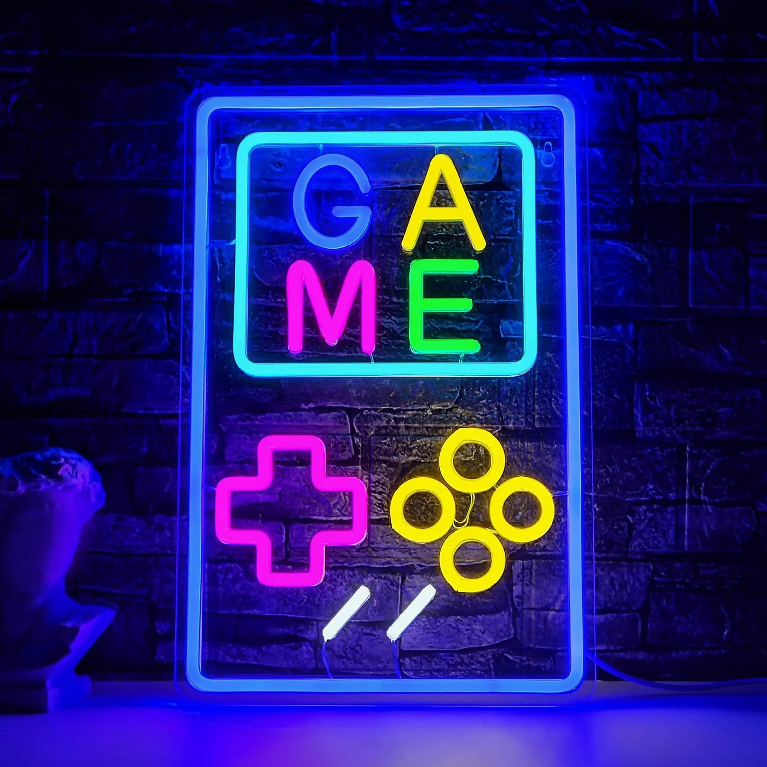 Neon do gier akrylowy LED z możliwością przyciemniania przenośna konsola do gier USB lampa neonowa dekoracje ścienne dla nastolatków chłopcy sypialnia pokój gier Party Decor Retro