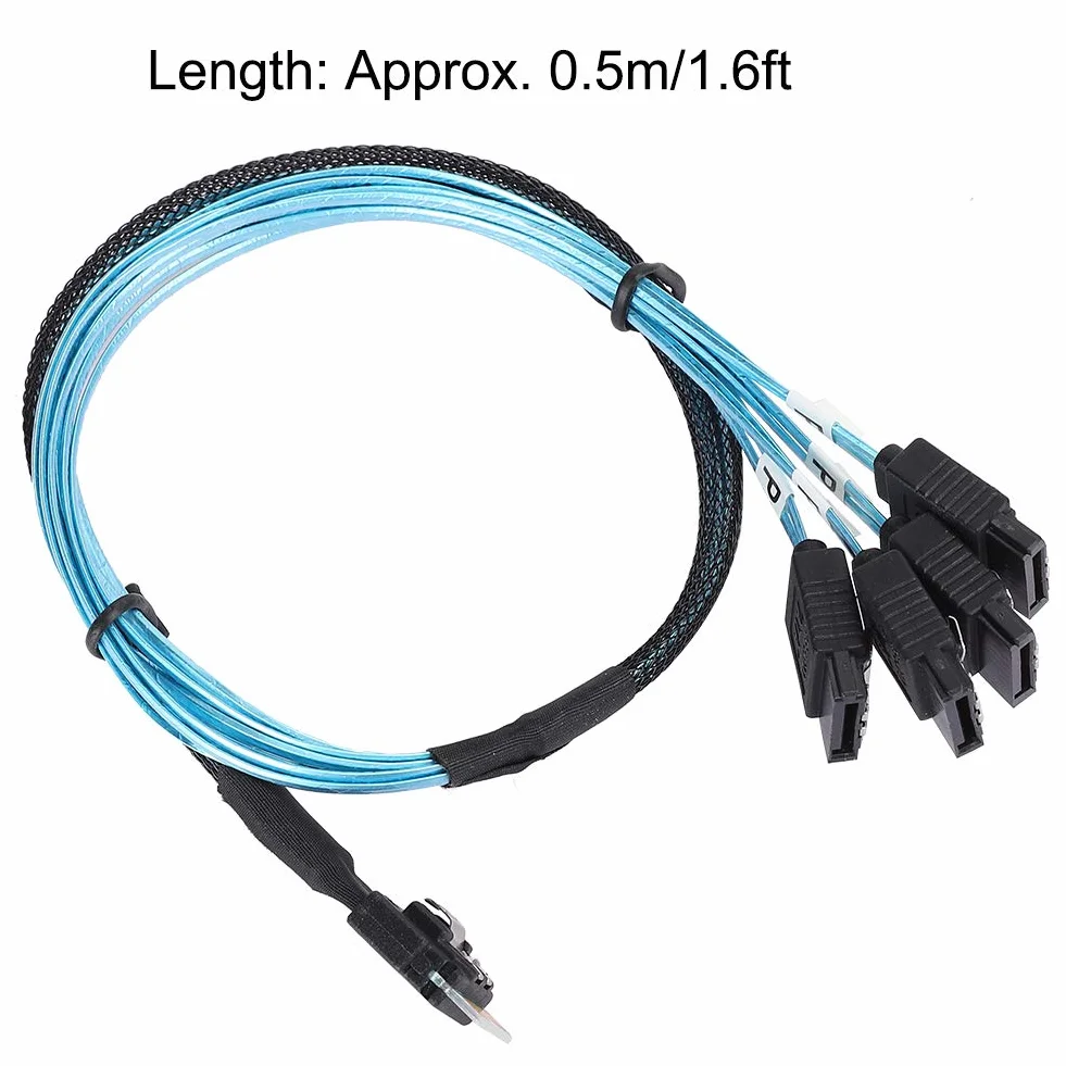 Kabel Mini SAS 38p 12Gb/s SFF-8654 do 4 x SATA, wewnętrzny do serwera