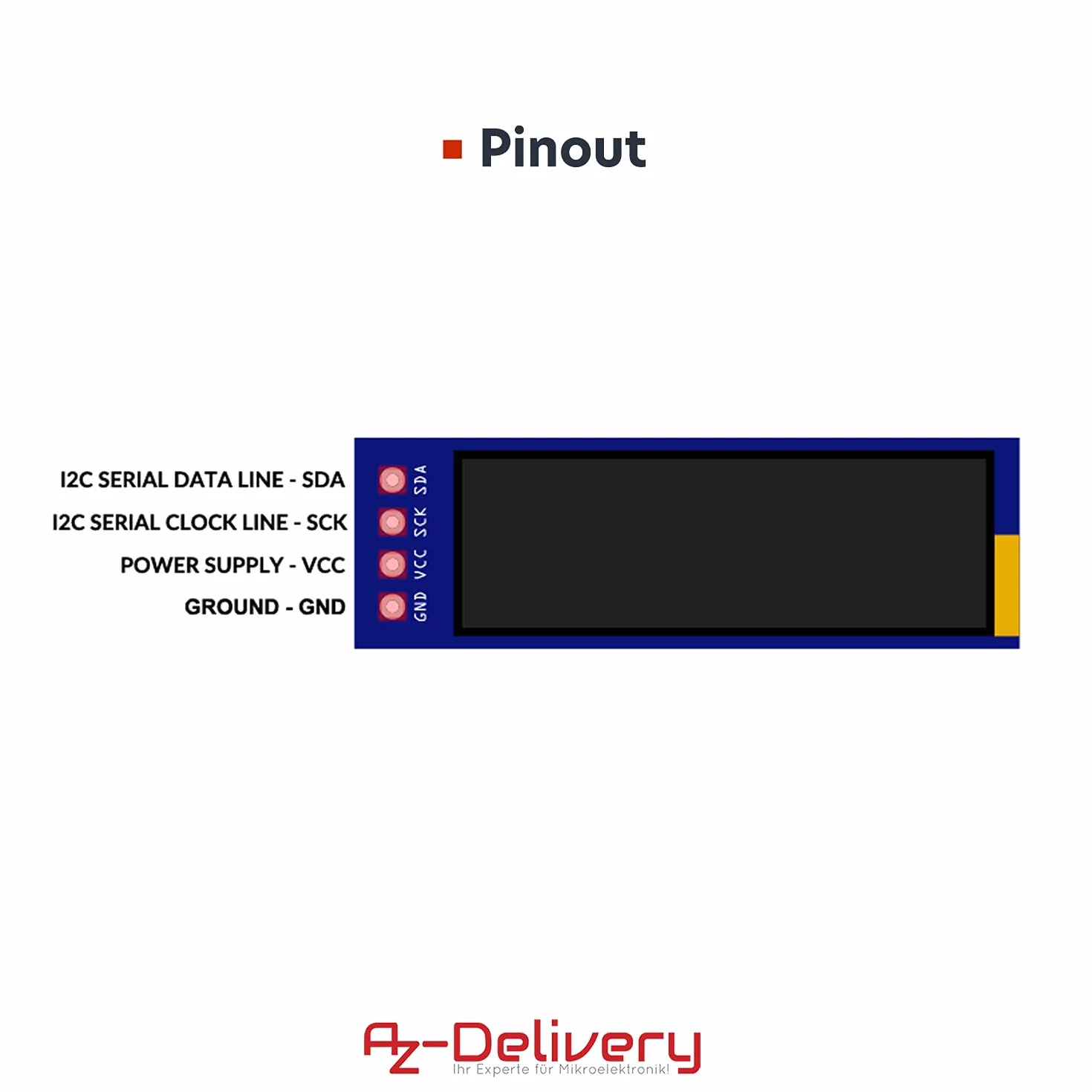 AZDelivery 0,91 cala OLED Display I2C 128 x 32 pikseli ssd1306 I2C moduł wyświetlacza ekranowego z białymi znakami kompatybilny z Arduino i Raspberry Pi w tym e-book!