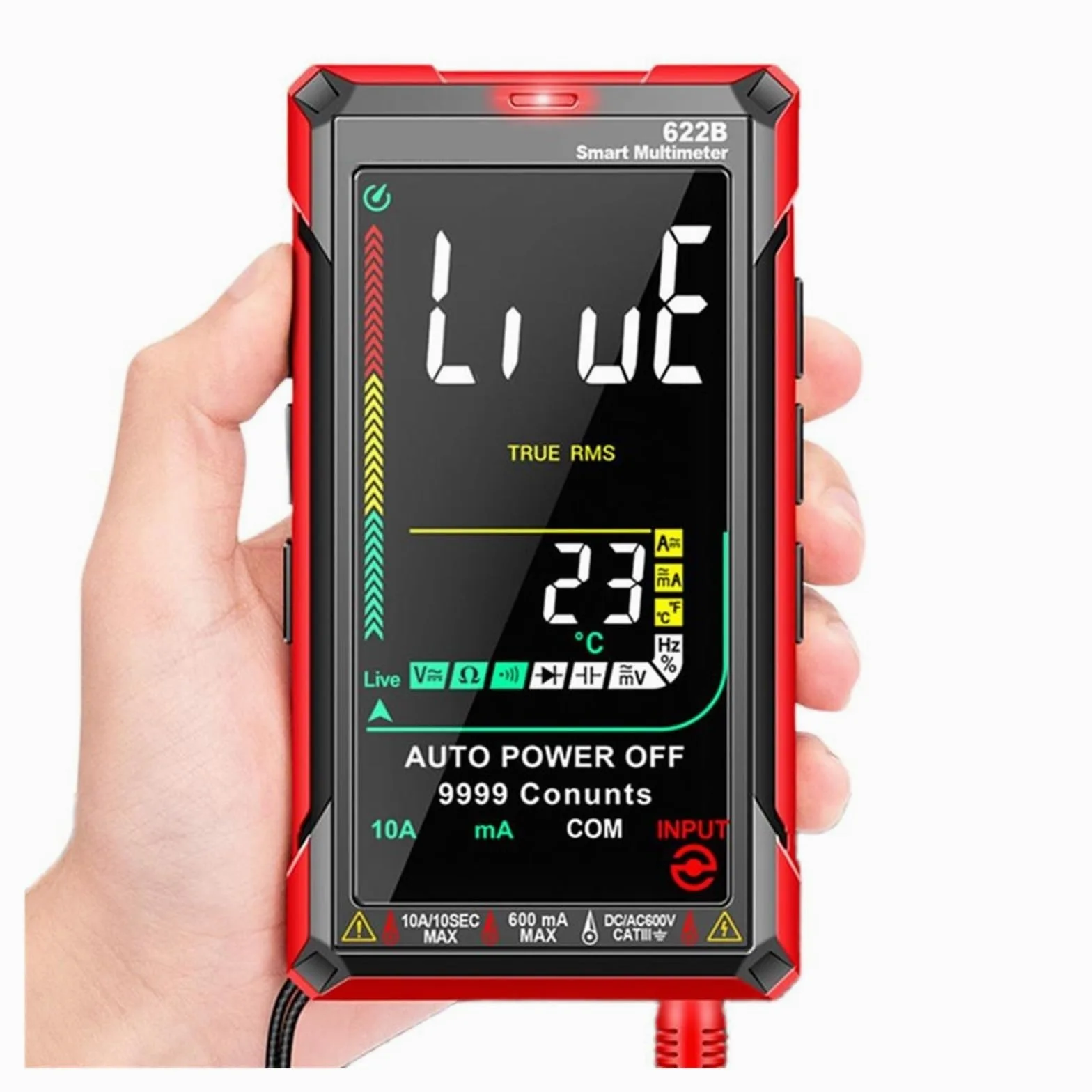 622B Inteligentny Multimetr True Auto Zakres 9999 Count Prąd DC/AC Multimetro Amperomierz Woltomierz Cyfrowe Narzędzie Do Testowania Napięcia Bezpieczny, Praktyczny, DokłAdny
