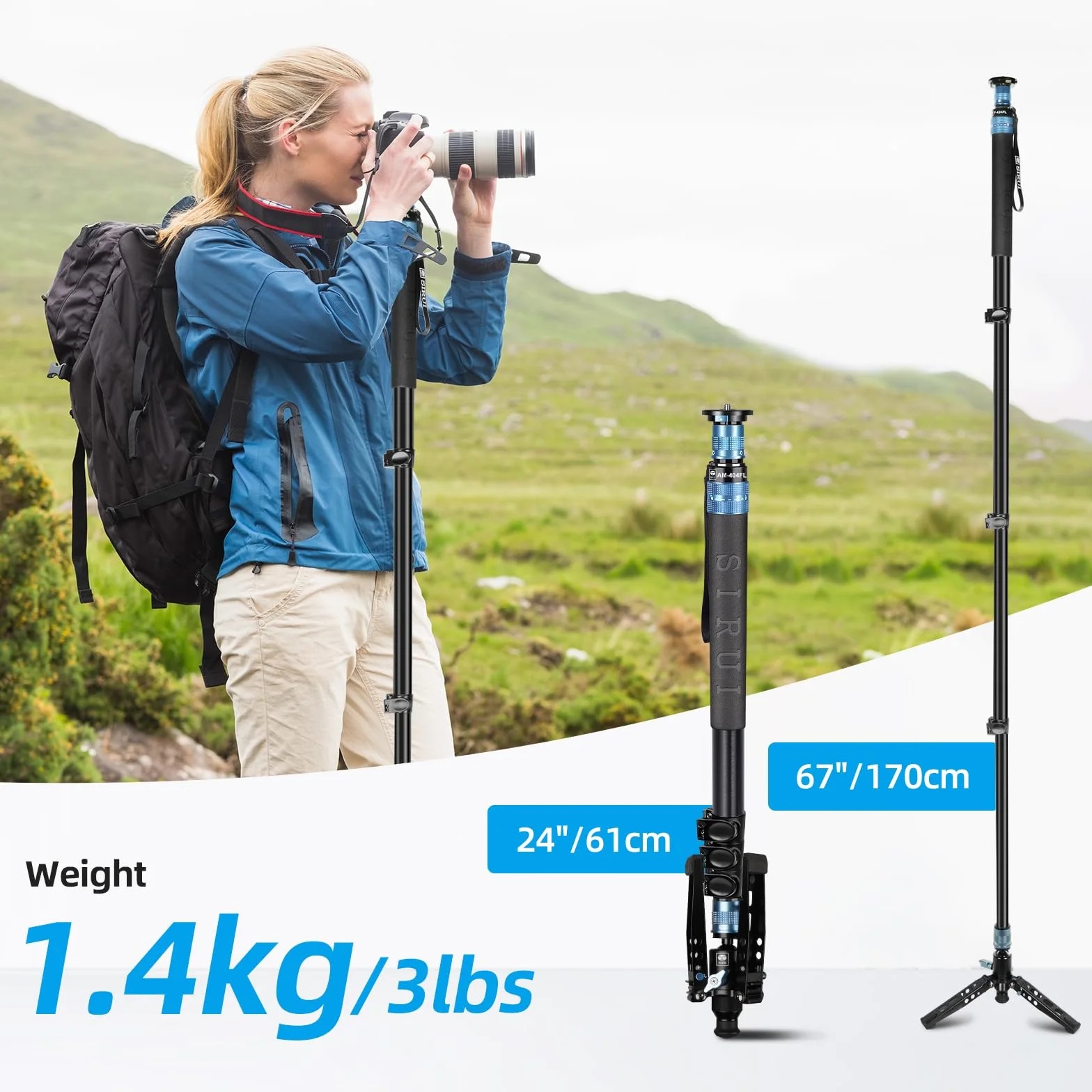 SIRUI AM-404FL monopod statyw aluminiowy 190 cm 360° 12 kg