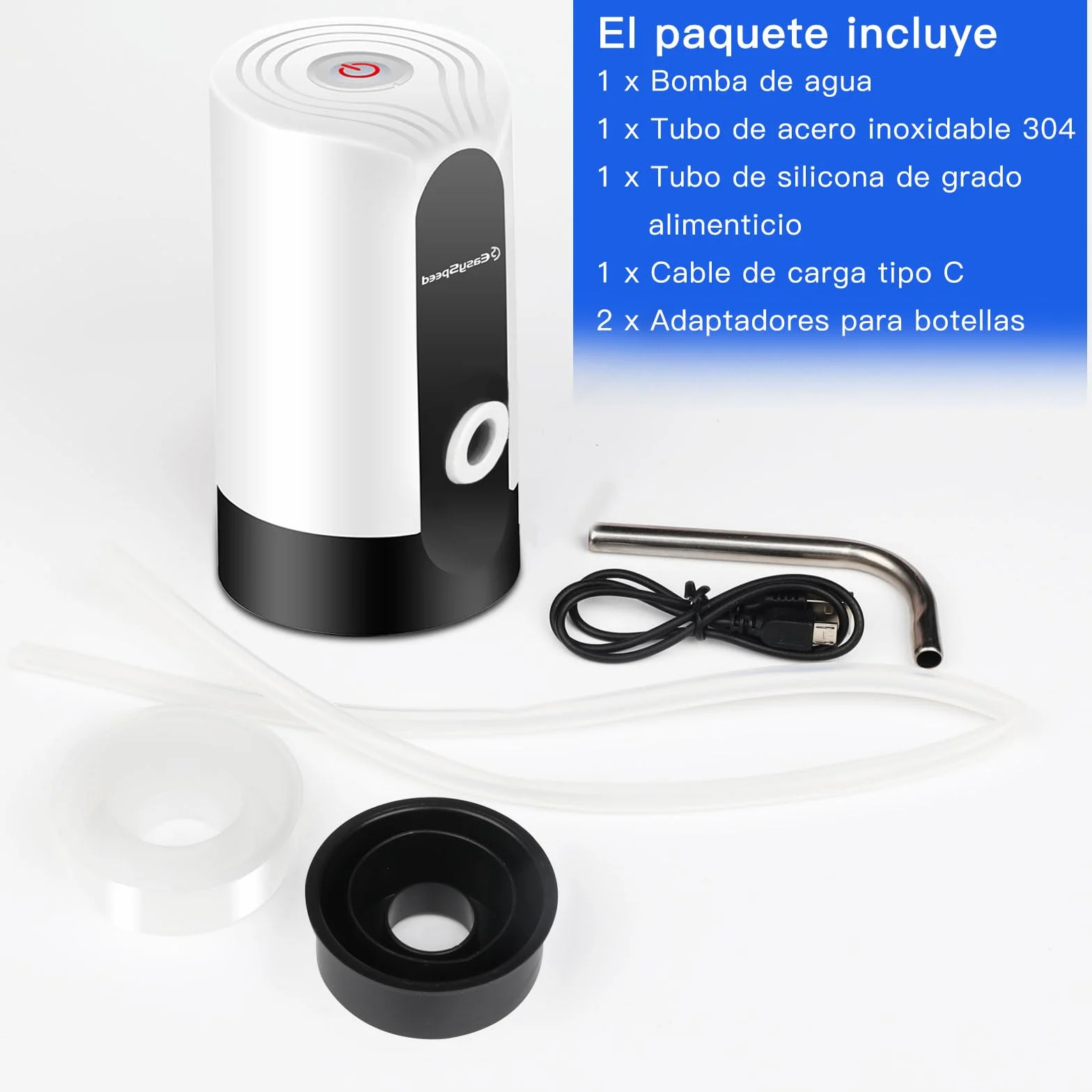 Elektryczny dozownik wody z 2 adapterami, automatyczna pompa dozująca do wydobywania zimnej wody z dzbanków i butelek, uniwersalny, ładowanie USB, kemping, szkoła, biuro,