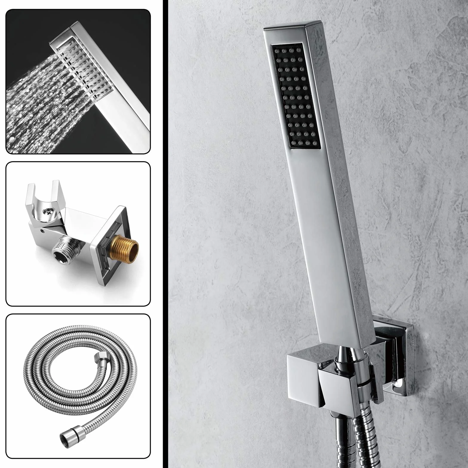 Chromowany system prysznicowy z deszczownicą i ręczną głowicą prysznicową, podtynkowa, wysokoprzepływowa bateria prysznicowa z deszczownicą, zestaw combo, montaż sufitowy