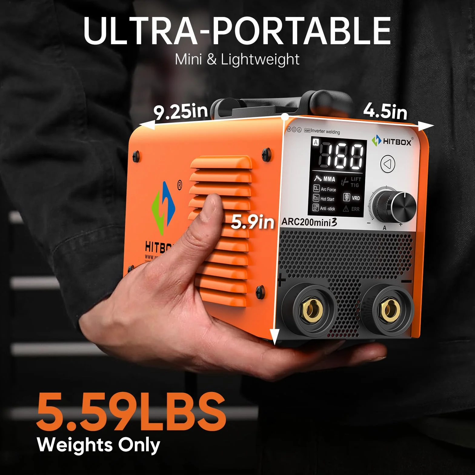 HITBOX Spawarka inwerterowa 2w1 Lift TIG/MMA ARC200mini3 IGBT Hot Start Arc Force Anti-Stick wyświetlacz LED