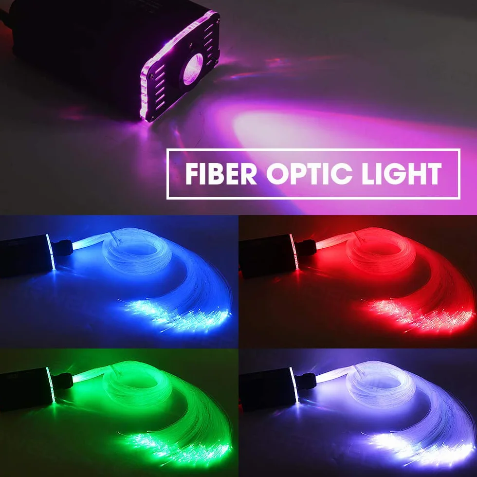 Inteligentna aplikacja sterowane światłowodem LED, gwiaździste niebo, światła z pilotem zdalnego sterowania RF, Bluetooth RGBW Fiber Optic Lights Kit z 200 kablami światłowodowymi 2 m 0,75 mm do