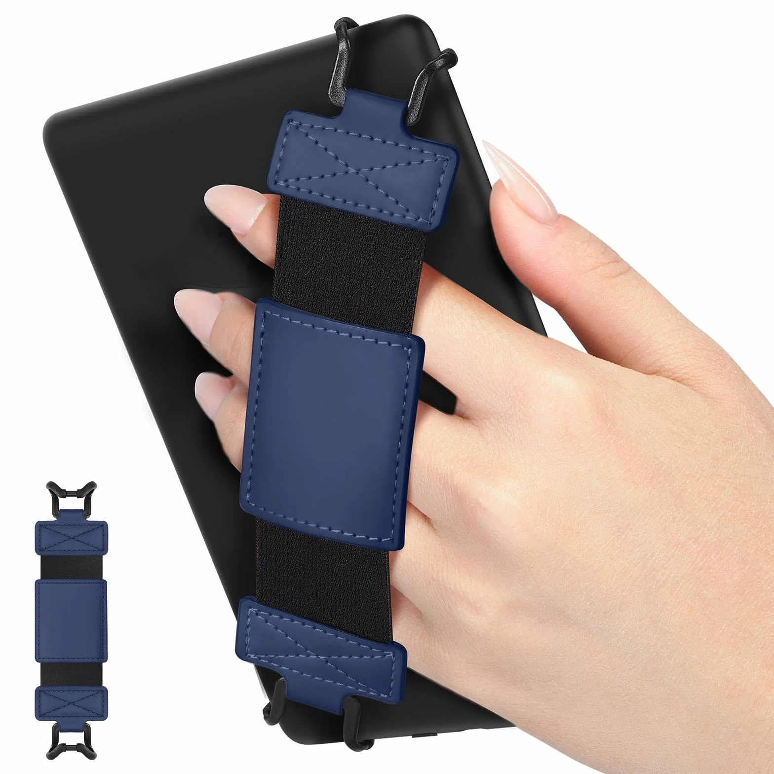 MoKo Soft Hand Strap for 6-8" Kindle Fire Tablet, Versatile Finger Grip Holder, Black