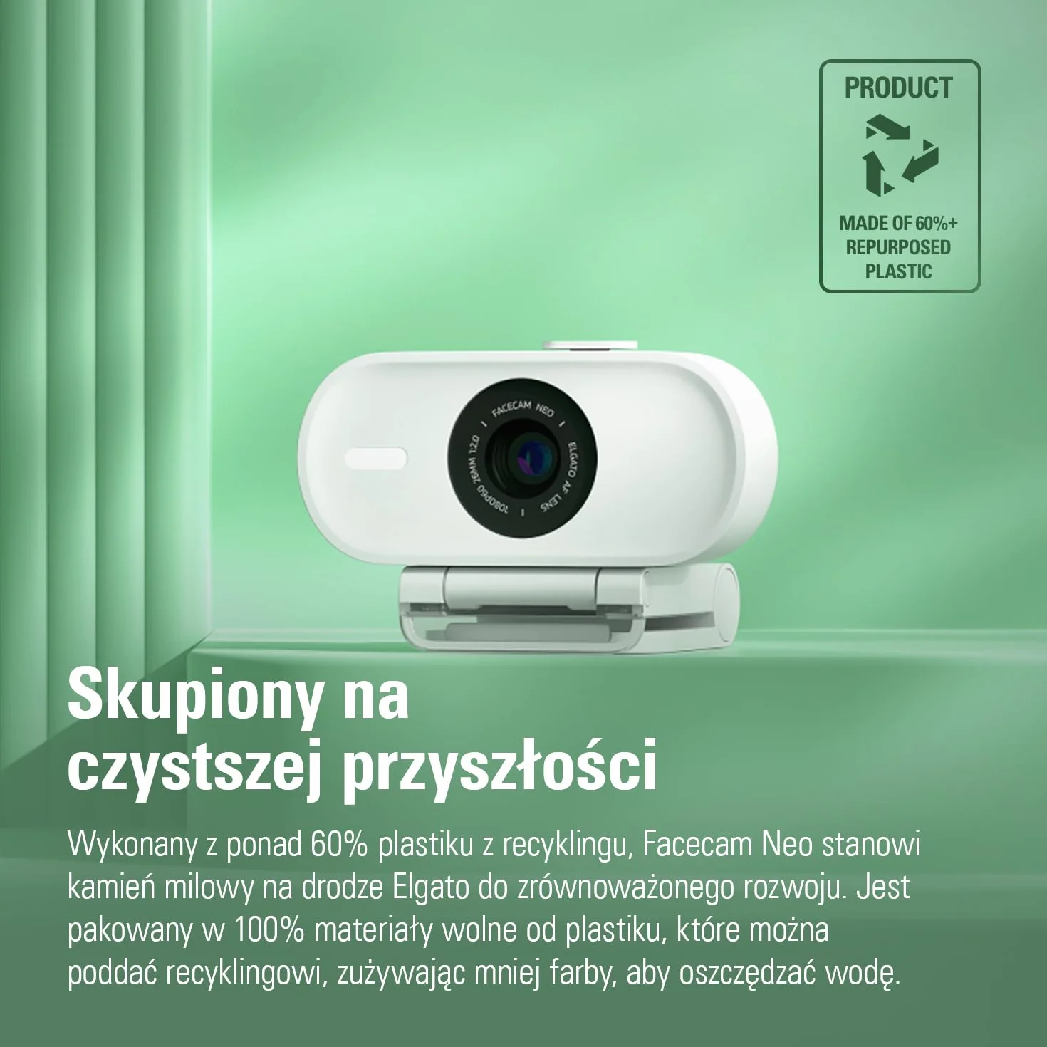 Elgato Facecam Neo – kamera internetowa Full HD z przesuwaną osłoną prywatności, korekcja światła, do wideorozmów, transmitowania, Teams/Zoom/Slack/OBS/Twitch/YouTube – USB-C/Plug & Play PC/laptop/Mac