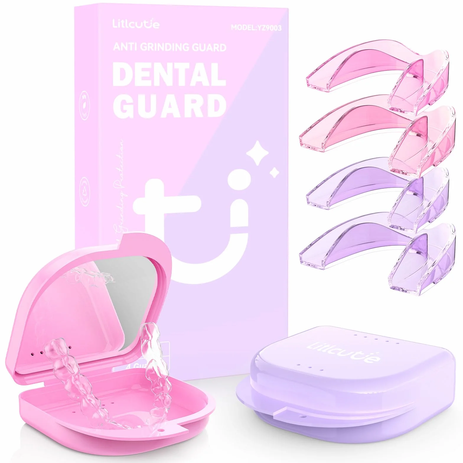 Mouth Guard for Grinding Teeth at Night, 2 Color Night Guards for Teeth Grinding, Reusable Teeth Grinding Mouth Guard for Sleep, Mouthguards for Grinding of Teeth, 4 Pcs/2 Sizes