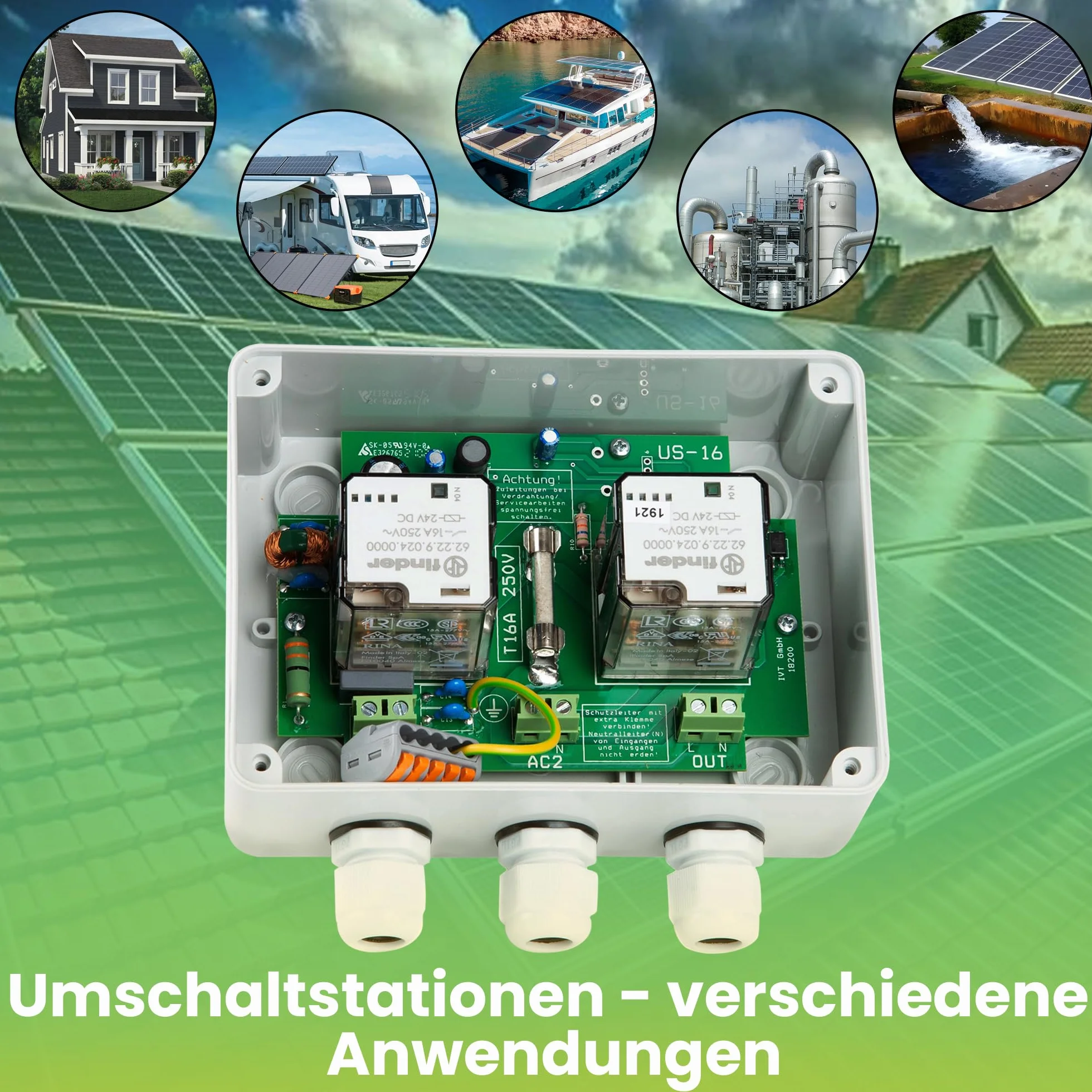 Offgridtec® Stacja przełączająca do przełącznika sieciowego UPS praca US-16 230 V 16 A 3600 W