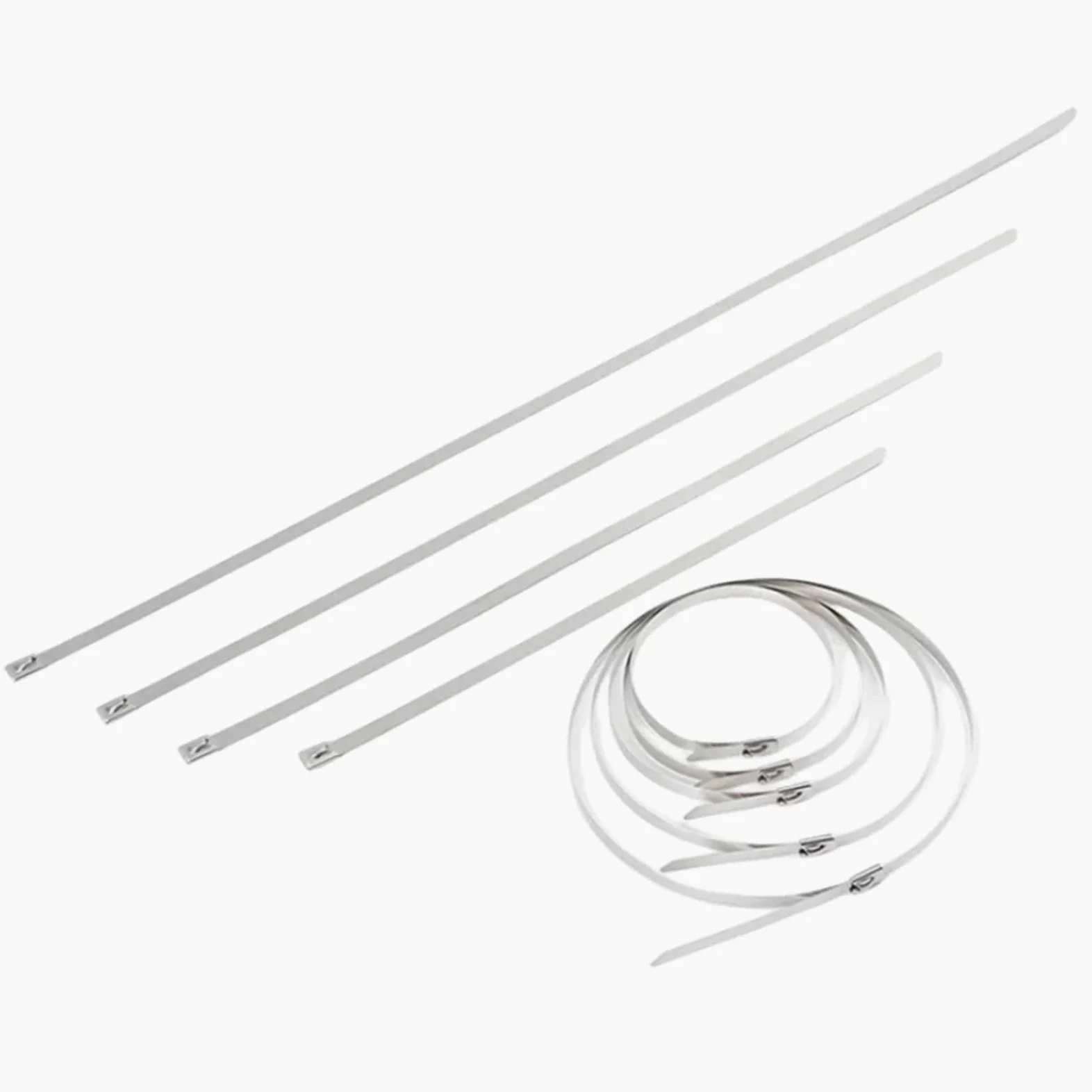 Metalowe opaski zaciskowe Opaski zaciskowe metalowe ze stali nierdzewnej 304, wykrywalne, różne rozmiary, wiele sztuk(100pcs,10x500mm)