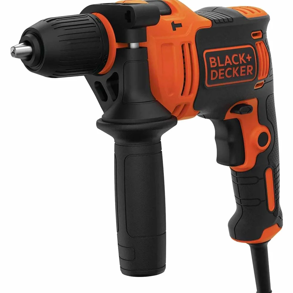 BLACK+DECKER 450 W pojedyncza prędkość młot wiertarka elektryczna, BEH710K-GB
